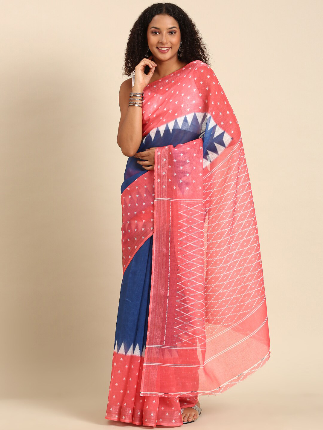 

Anouk Geometric Printed Zari Saree, Blue
