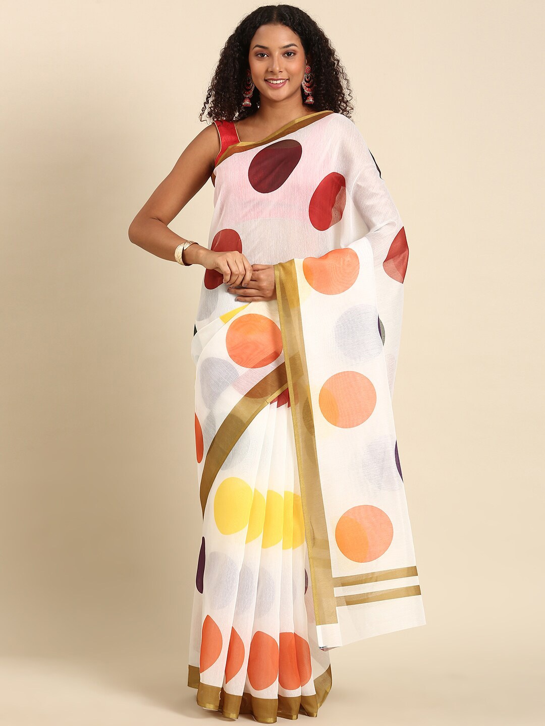 

Anouk Geometric Printed Pure Cotton Saree, White