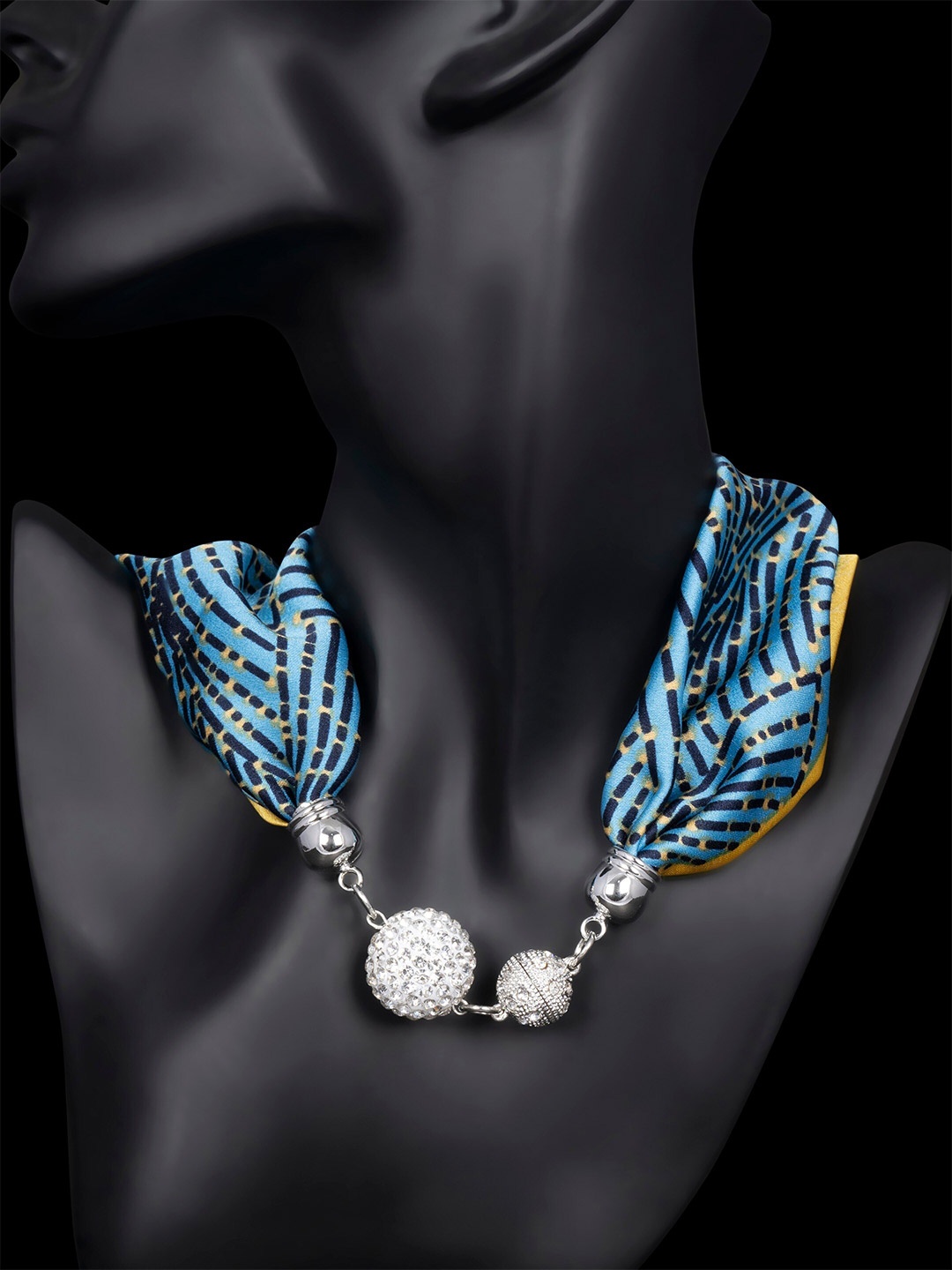 

NOTEQUAL Mulberry Silk Scarf Necklace, Turquoise blue