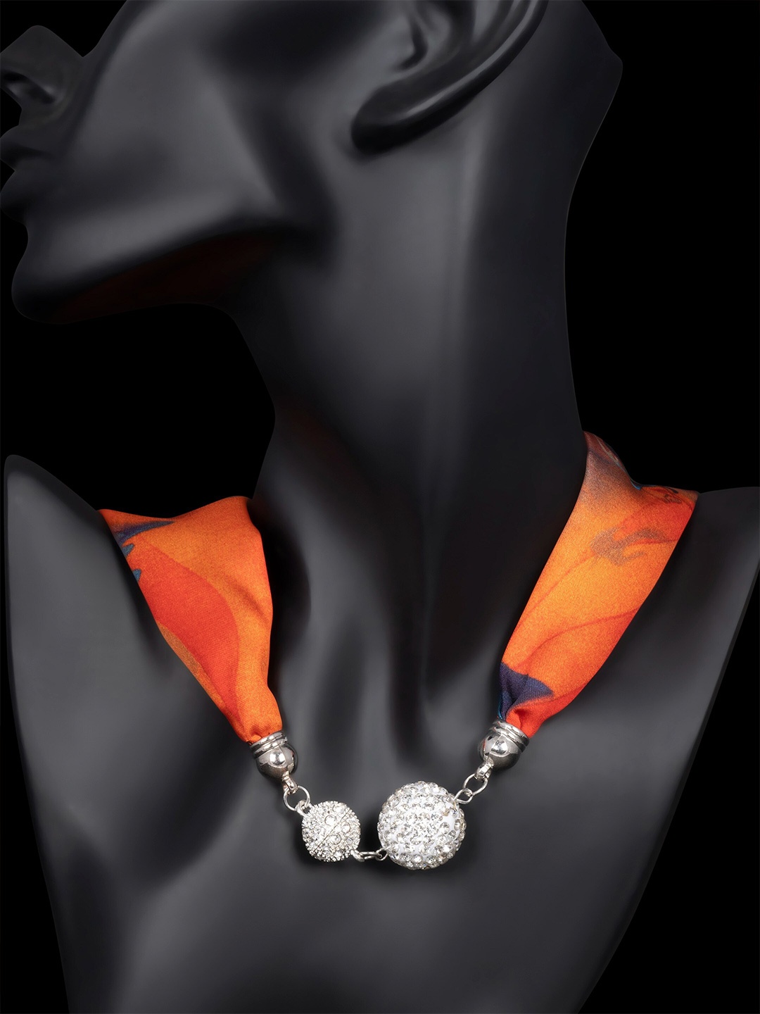 

NOTEQUAL Mulberry Silk Scarf Necklace, Orange