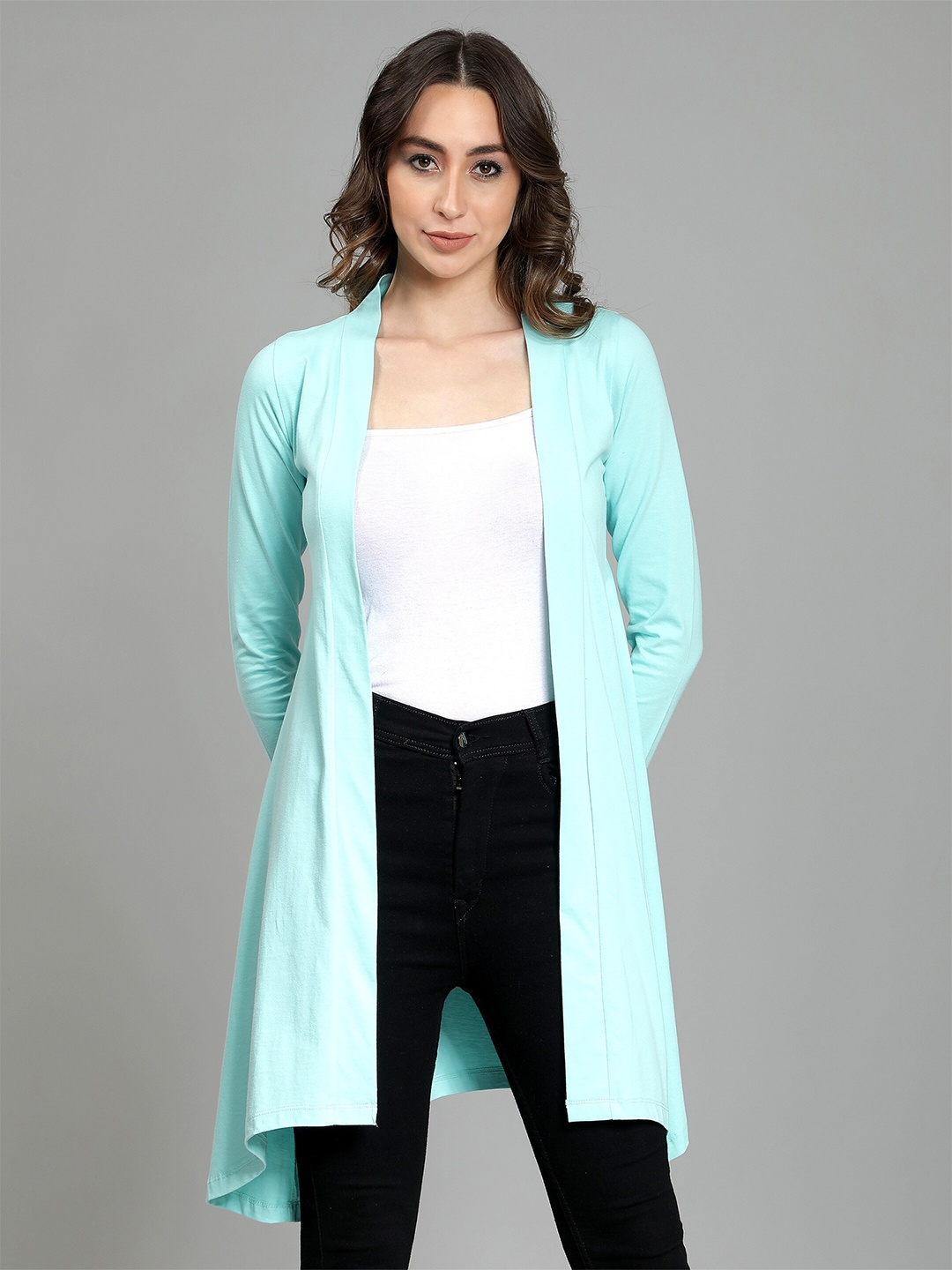 

Nimble Open Front Longline Pure Cotton Shrug, Green