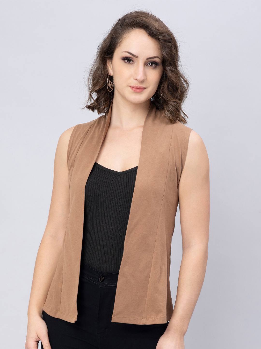 

Nimble Open Front Pure Cotton Shrug, Beige