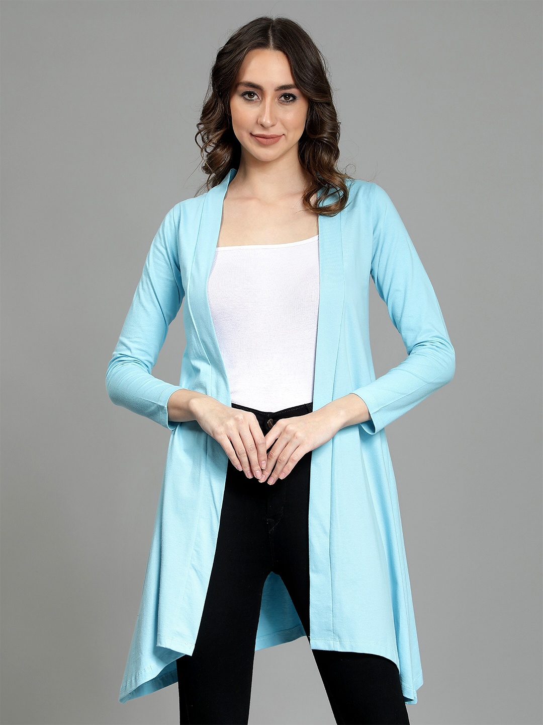 

Nimble Open Front Longline Pure Cotton Shrug, Blue