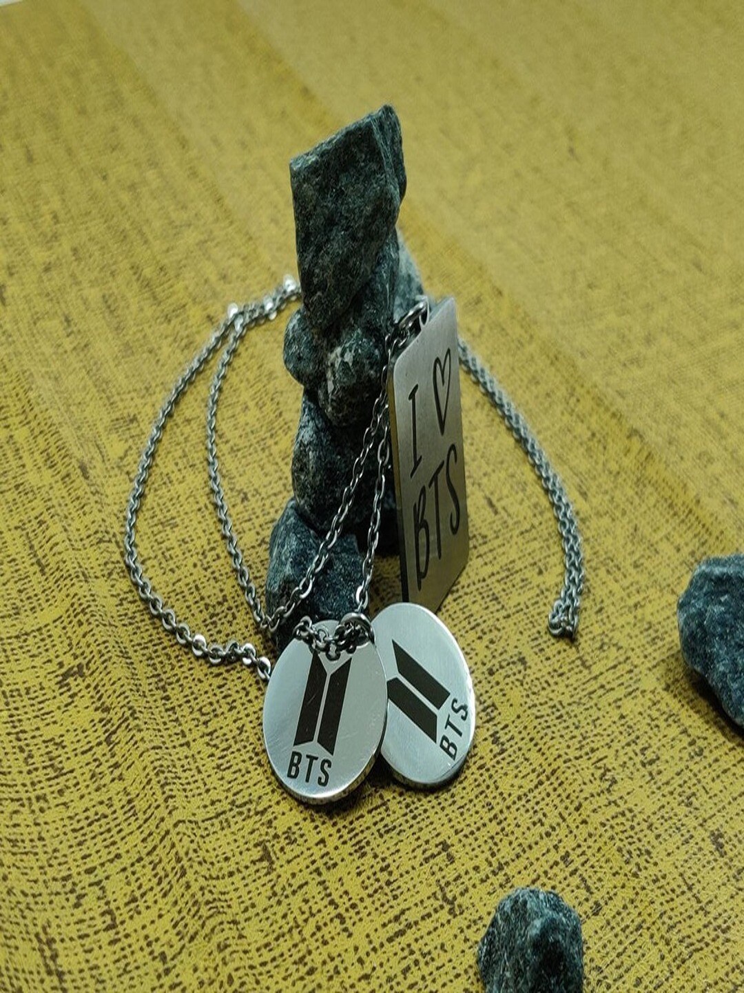 

UNIVERSITY TRENDZ Silver-Plated BTS Love Pendant Necklace