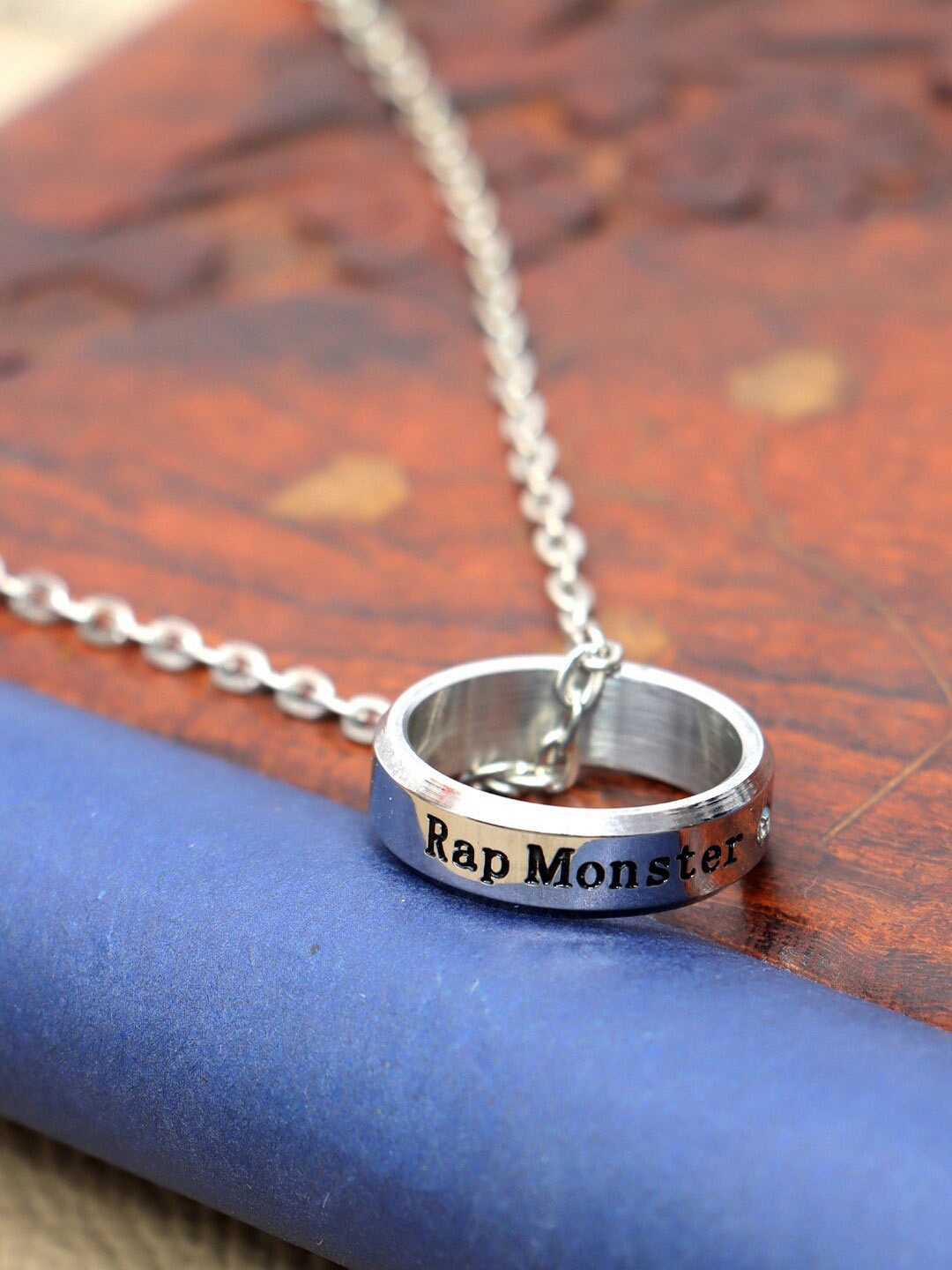 

UNIVERSITY TRENDZ Silver-Plated BTS Kpop Rap-Master Pendant Necklace
