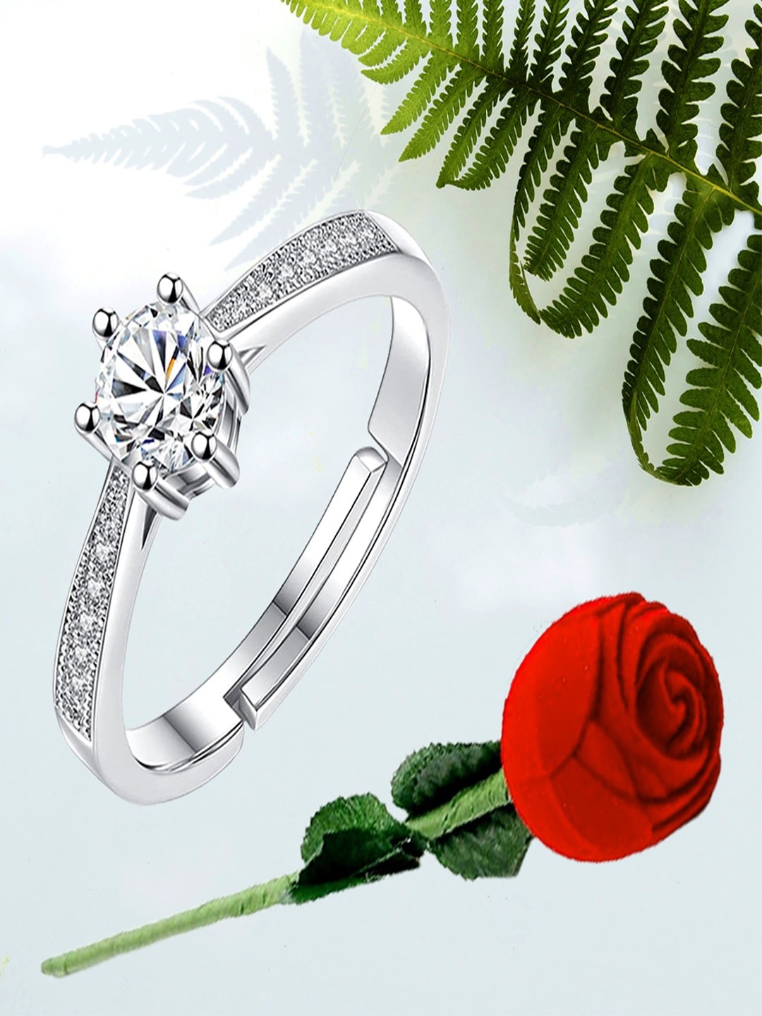 

UNIVERSITY TRENDZ Silver-Plated Crystal-Studded Finger Ring