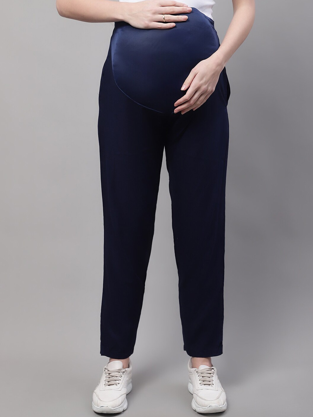 

Moms Maternity Women Relaxed Mom Fit Maternity Trousers, Navy blue