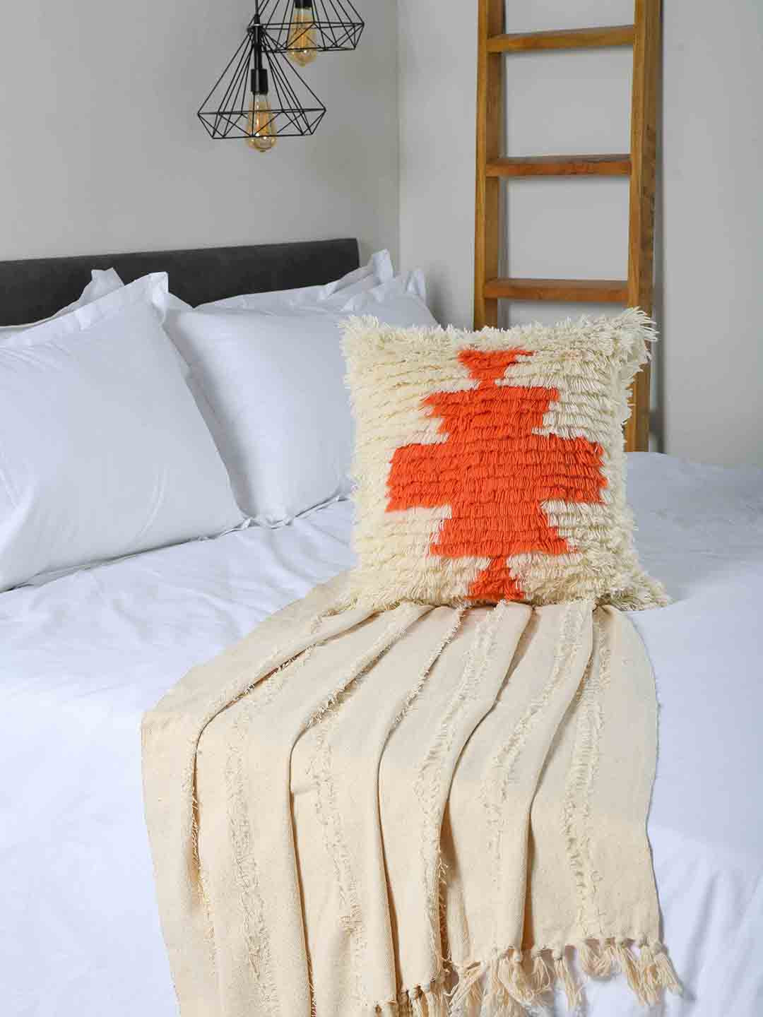 

THE SEWING CREST Red & White 2 Pieces Square Cushion Covers