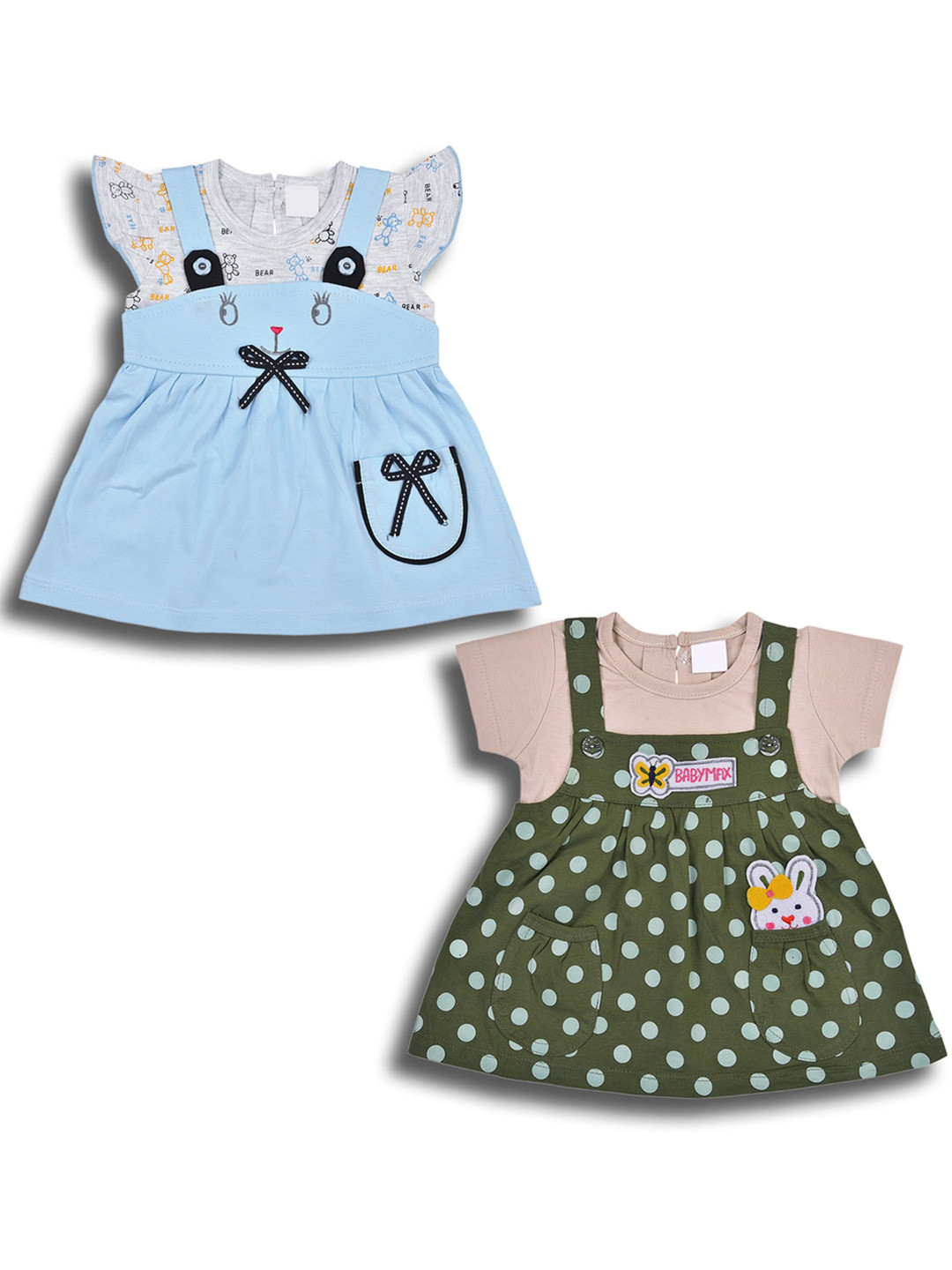 

Wish Karo Girls Pack of 2 Printed Fit and Flare Cotton Dress, Green