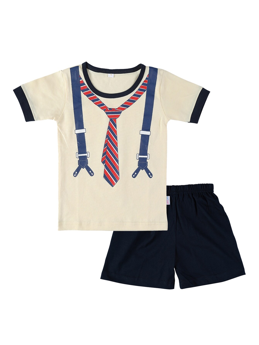 

CATCUB Kids Printed T-shirt With Shorts Set, Cream