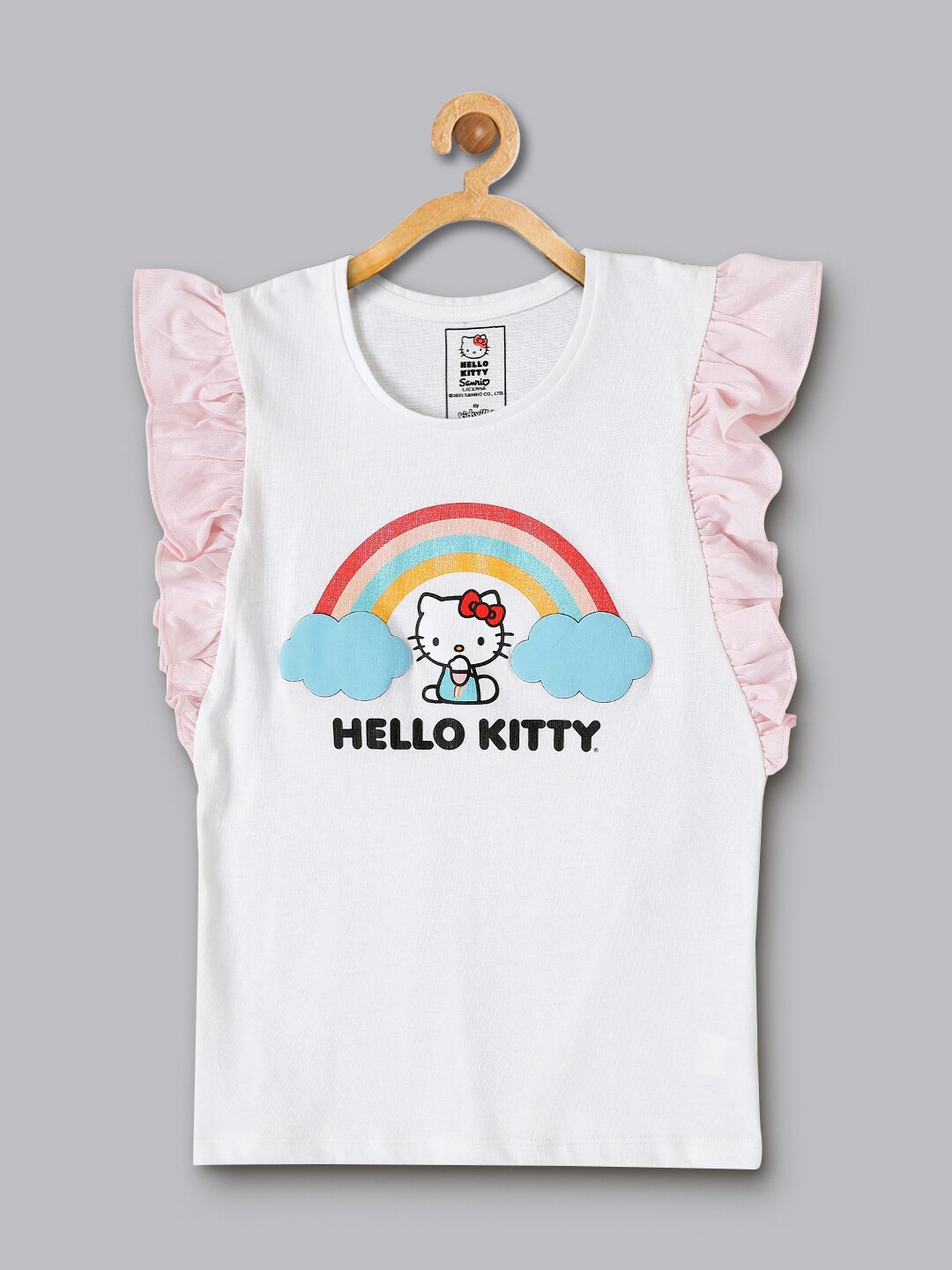 

Kids Ville Girls Graphic Printed Pure Cotton Top, Off white
