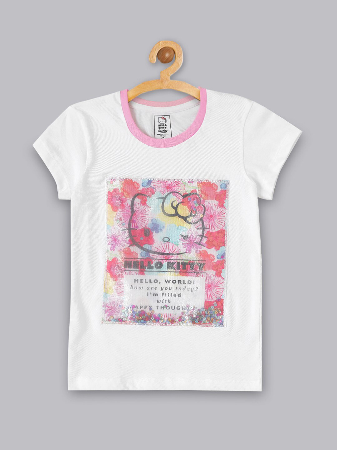 

Kids Ville Girls Hello Kitty Printed Pure Cotton T-Shirt, White
