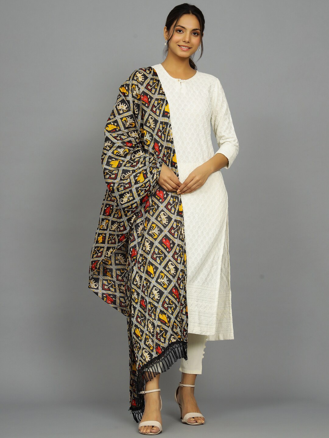 

HANDICRAFT PALACE Ethnic Motifs Printed Dupatta, Black