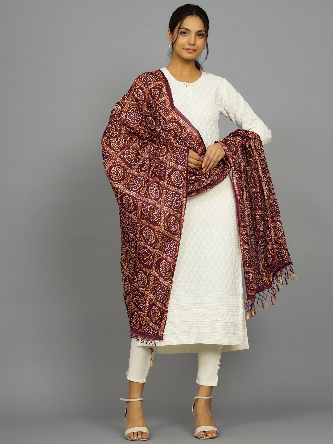 

HANDICRAFT PALACE Bandhani Printed Dupatta, Brown