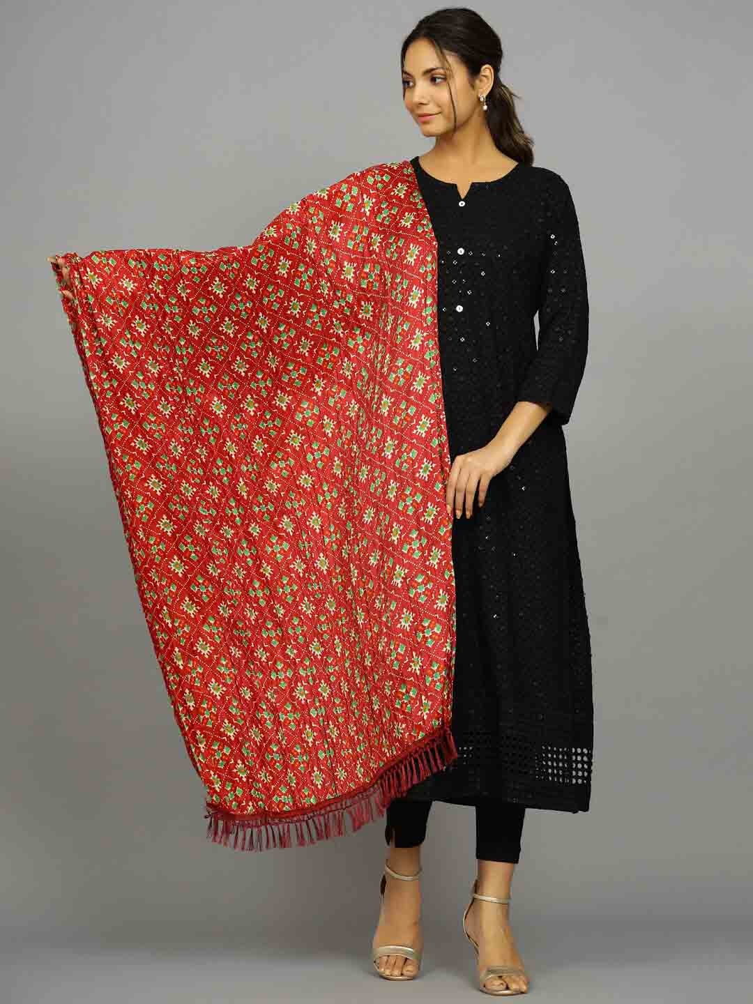 

HANDICRAFT PALACE Ethnic Motifs Printed Dupatta, Red