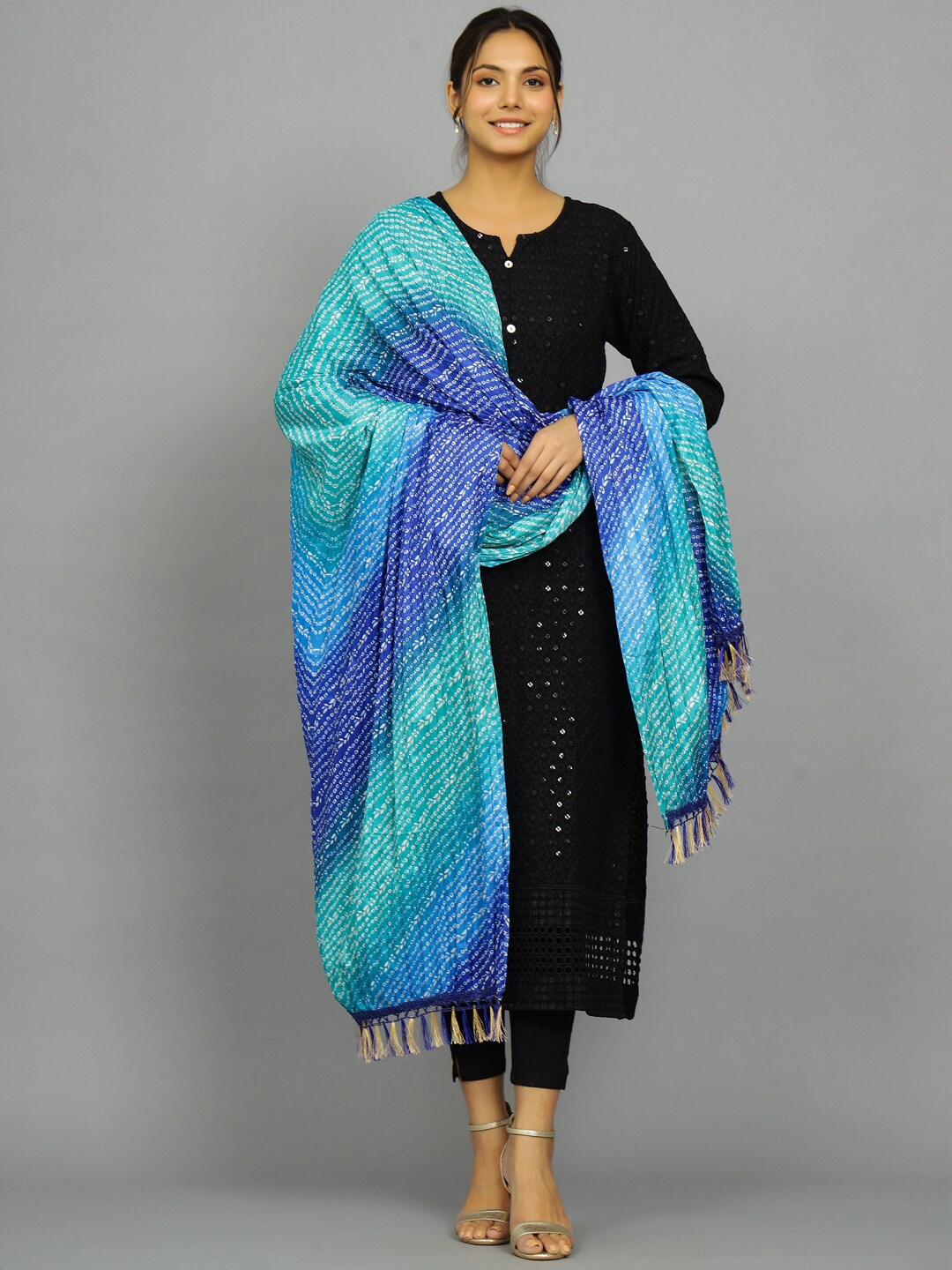 

HANDICRAFT PALACE Bandhani Printed Dupatta, Blue