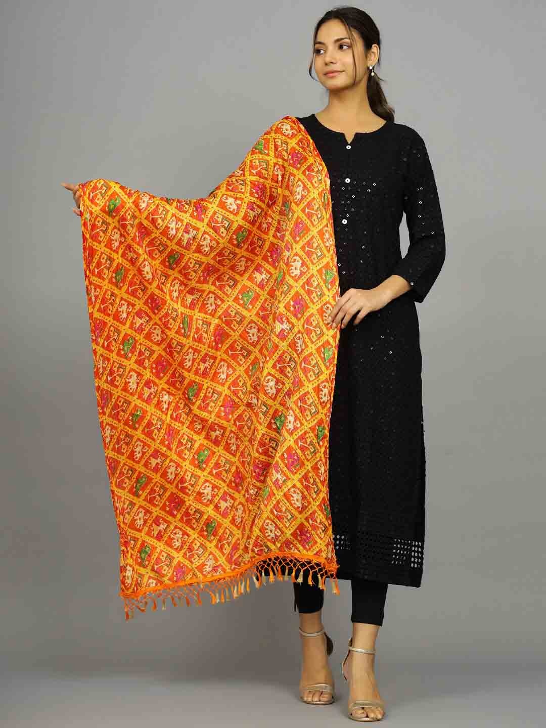 

HANDICRAFT PALACE Ethnic Motifs Printed Dupatta, Orange