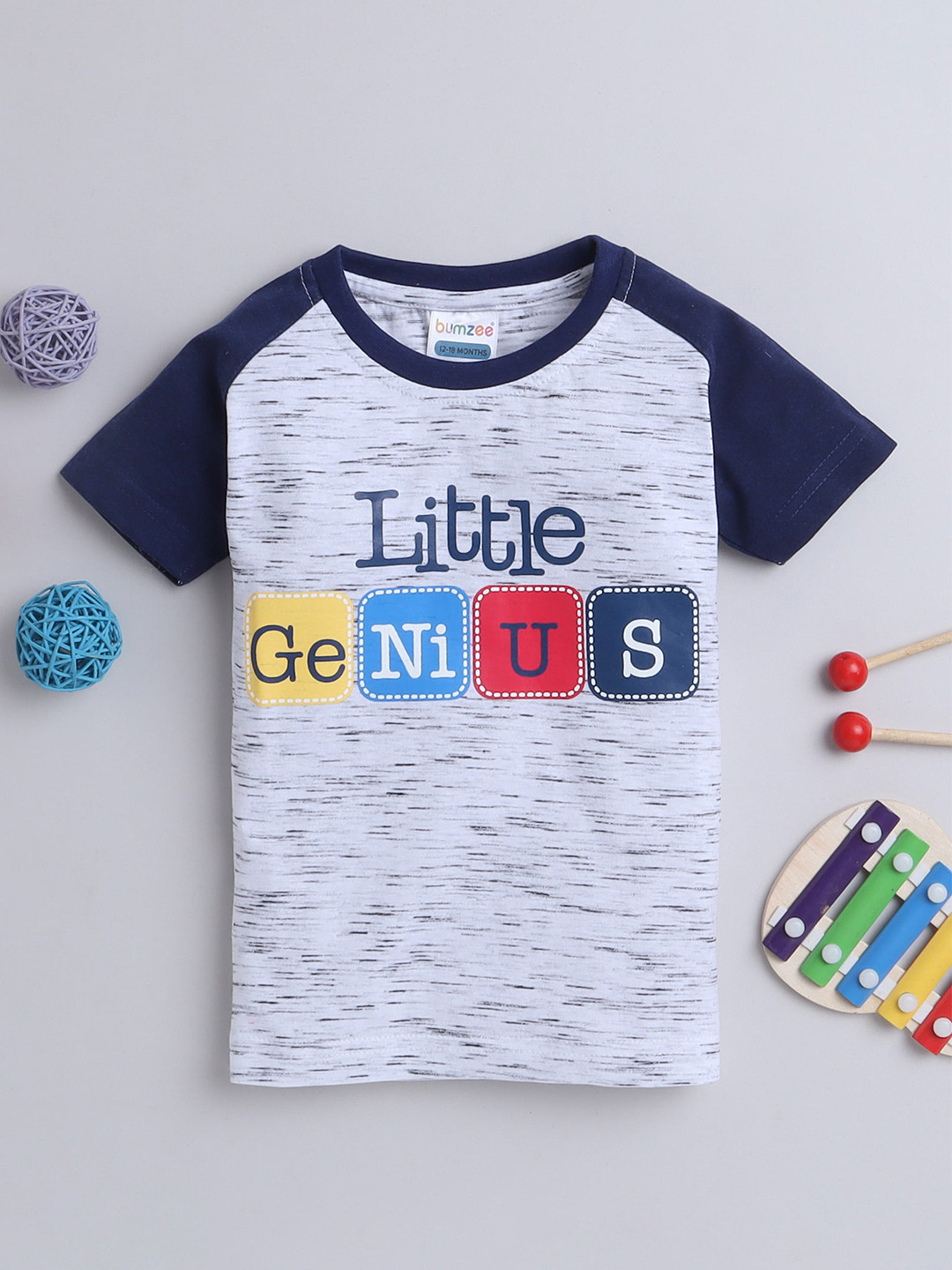 

BUMZEE Boys Typography Printed Cotton T-shirt, Grey