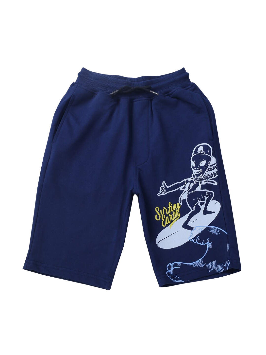 

Gini and Jony Boys Graphic Printed Mid-Rise Cotton Shorts, Navy blue