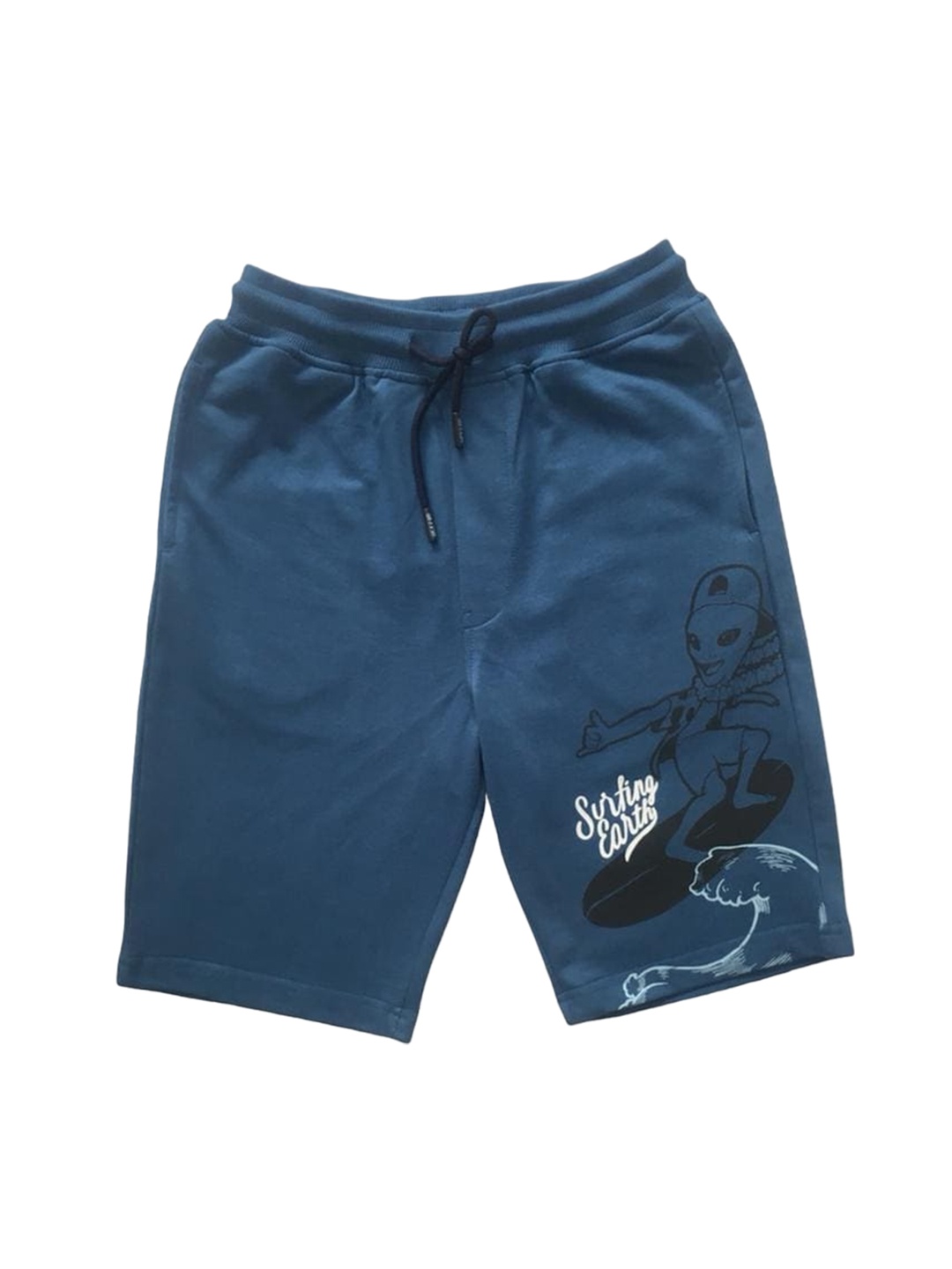 

Gini and Jony Boys Graphic Printed Mid Rise Cotton Shorts, Blue
