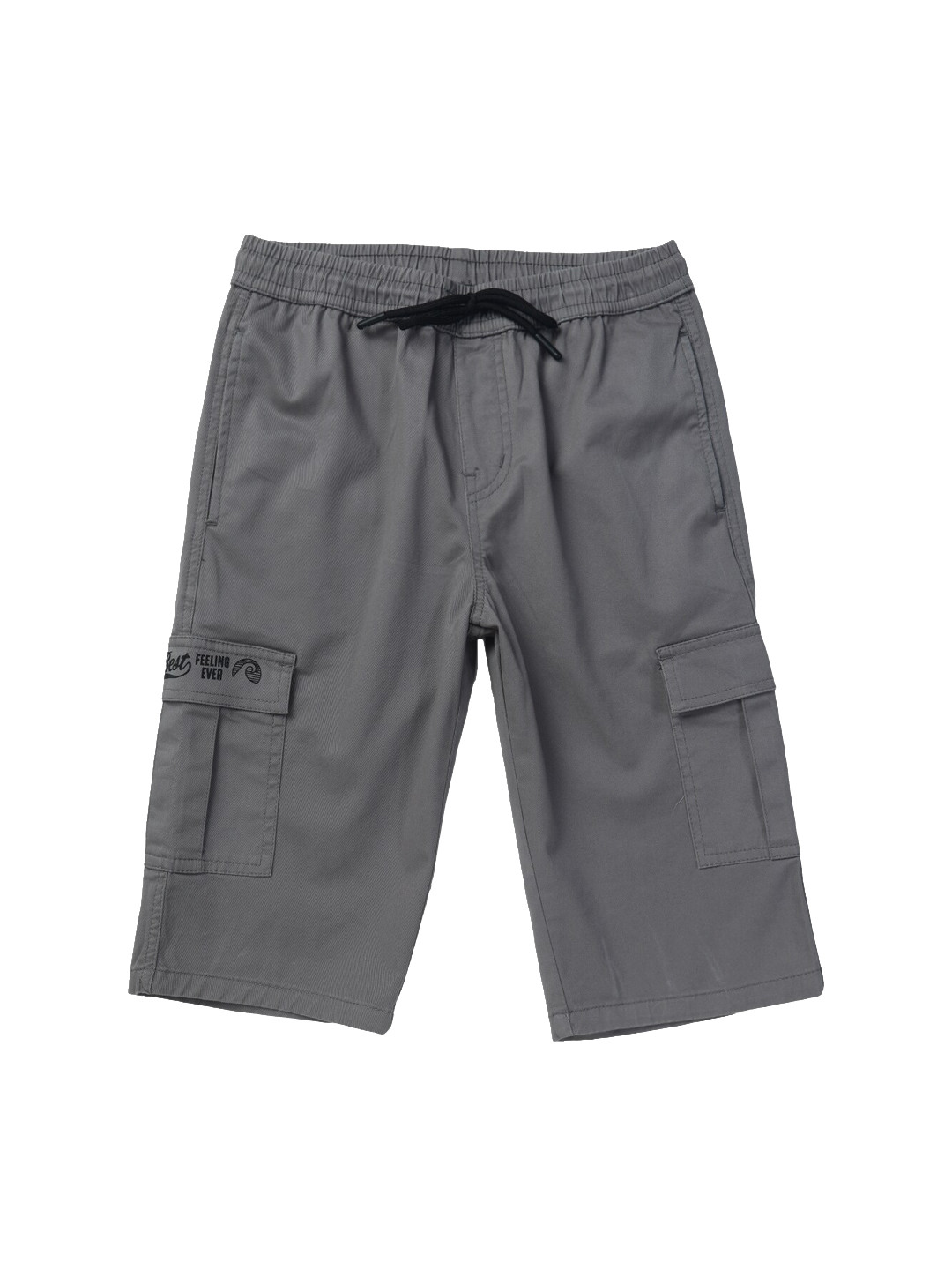 

Gini and Jony Boys Mid Rise Knitted Cotton Cargo Shorts, Grey