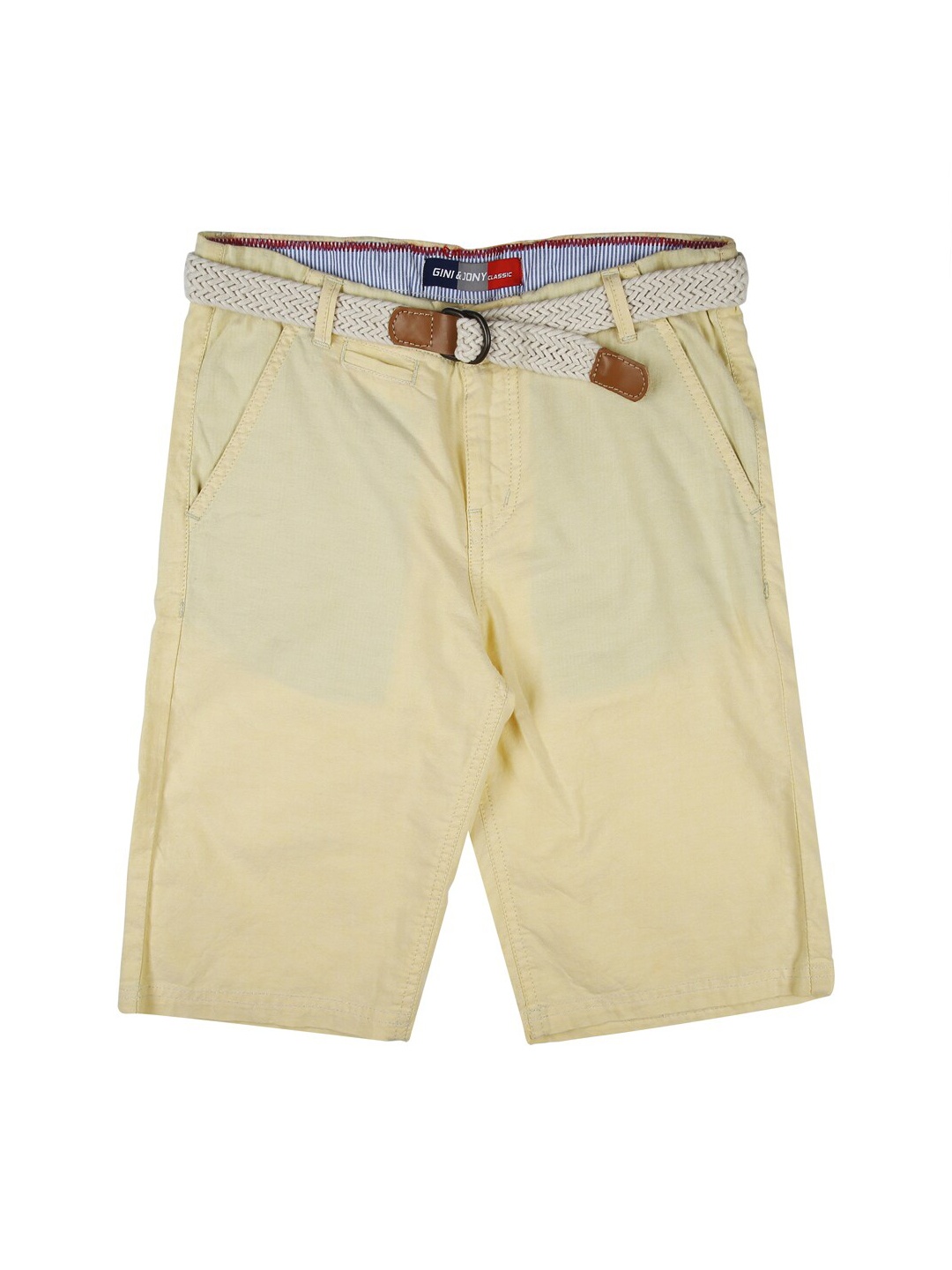 

Gini and Jony Boys Mid-Rise Casual Cotton Shorts, Yellow