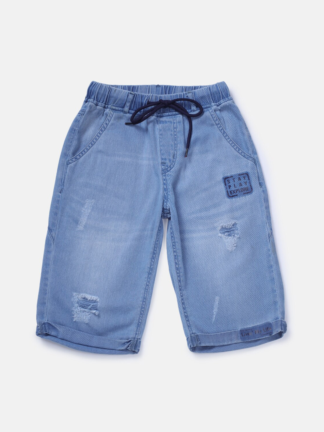 

Gini and Jony Boys Mid Rise Knitted Denim Shorts, Blue