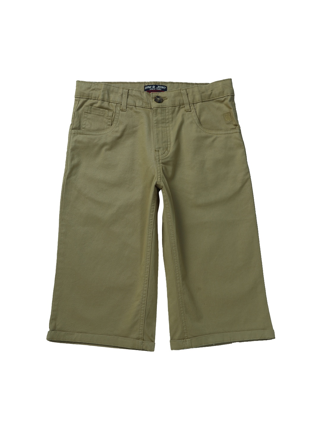 

Gini and Jony Infant Mid Rise Knitted Cotton Shorts, Khaki