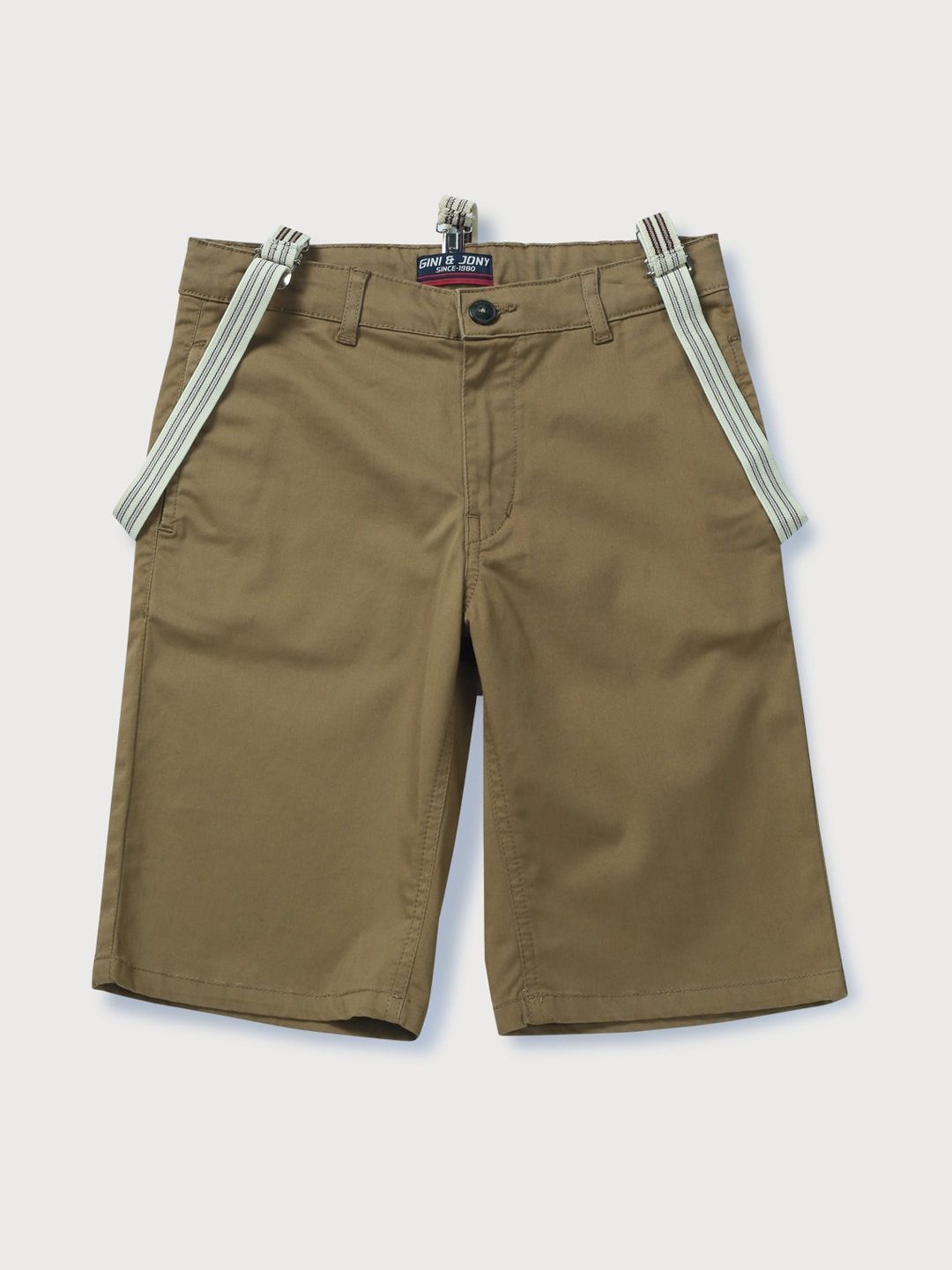 

Gini and Jony Infant Boys Mid-Rise Casual Cotton Shorts With Suspenders, Khaki
