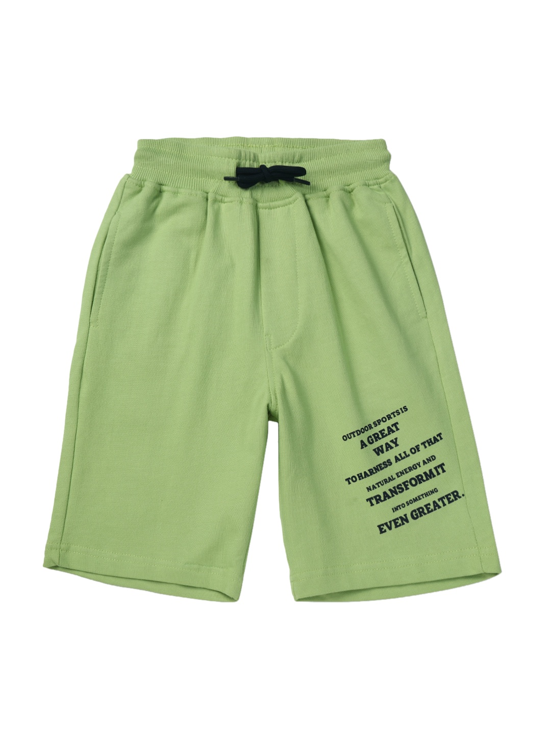 

Gini and Jony Boys Typography Printed Mid-Rise Cotton Shorts, Green