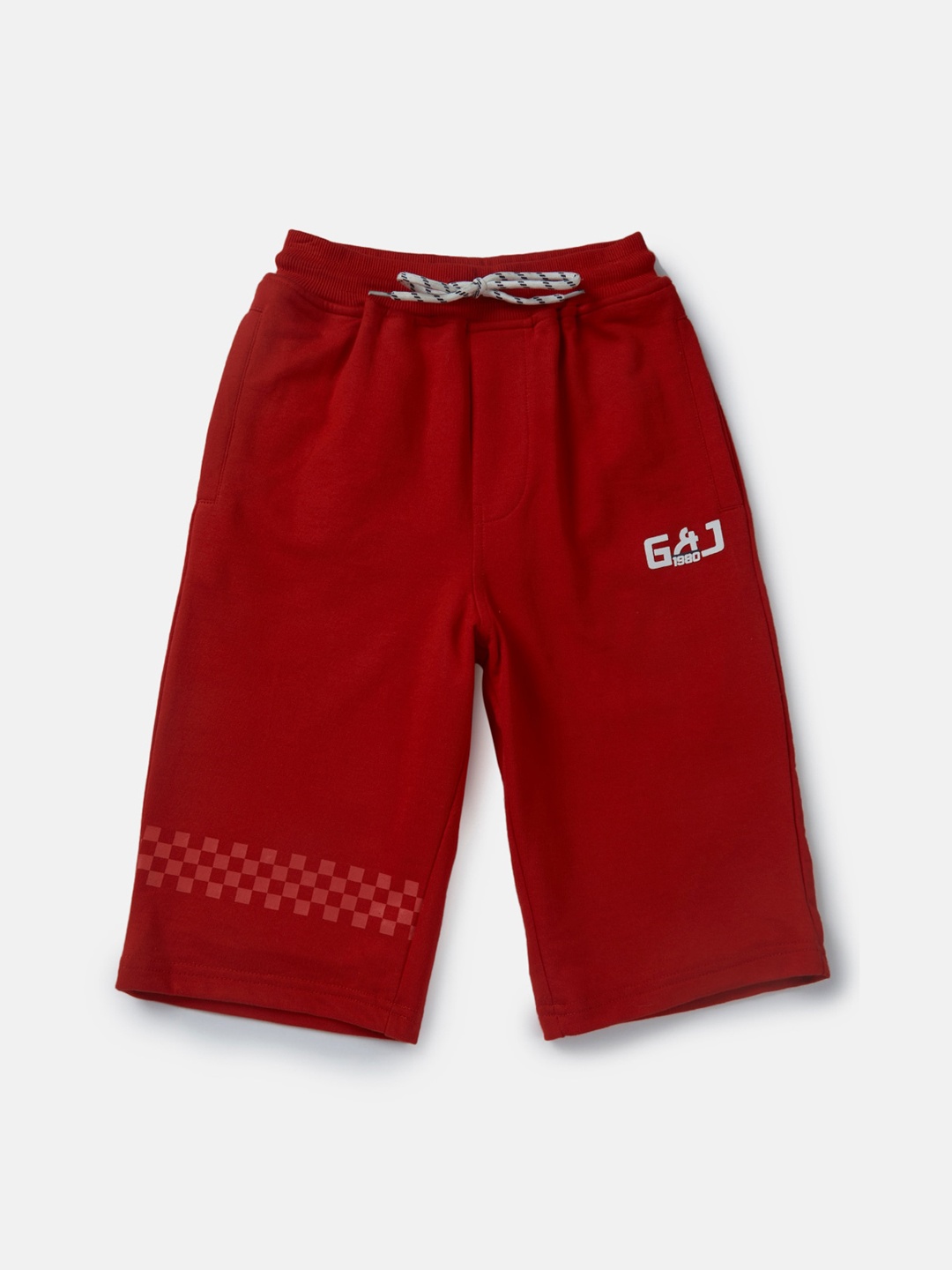 

Gini and Jony Infant Boys Mid-Rise Knee Length Cotton Shorts, Red