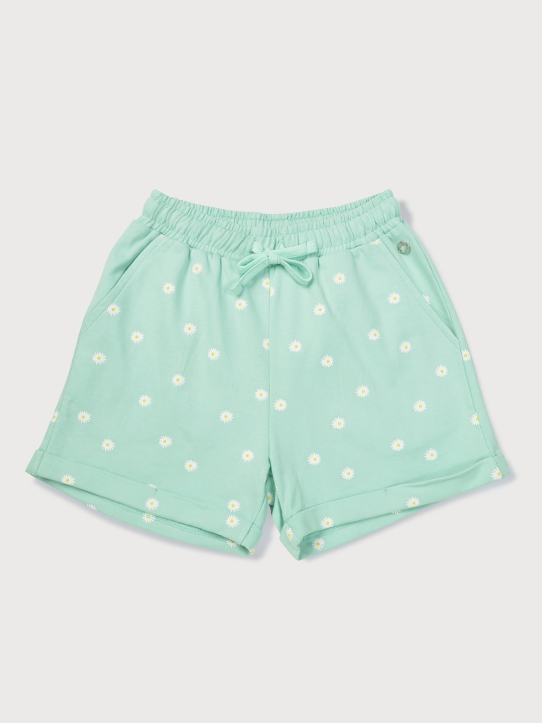 

Gini and Jony Infant Girls Floral Printed Mid-Rise Cotton Shorts, Green