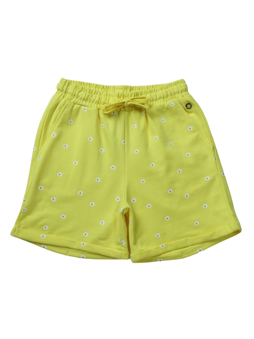 

Gini and Jony Girls Floral Printed Mid Rise Knitted Cotton Shorts, Yellow