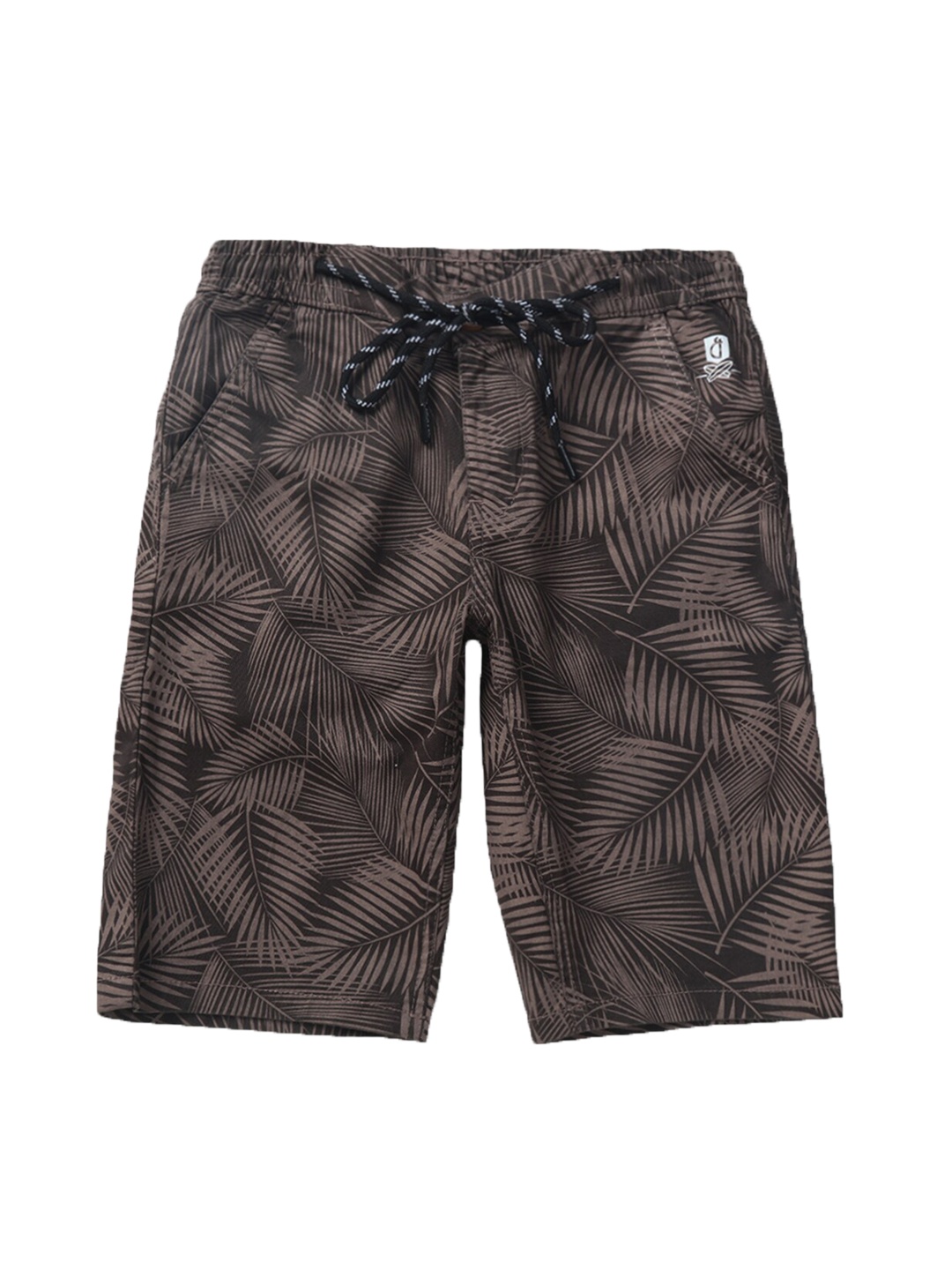Gini and Jony Infant Tropical Printed Cotton Shorts, Beige