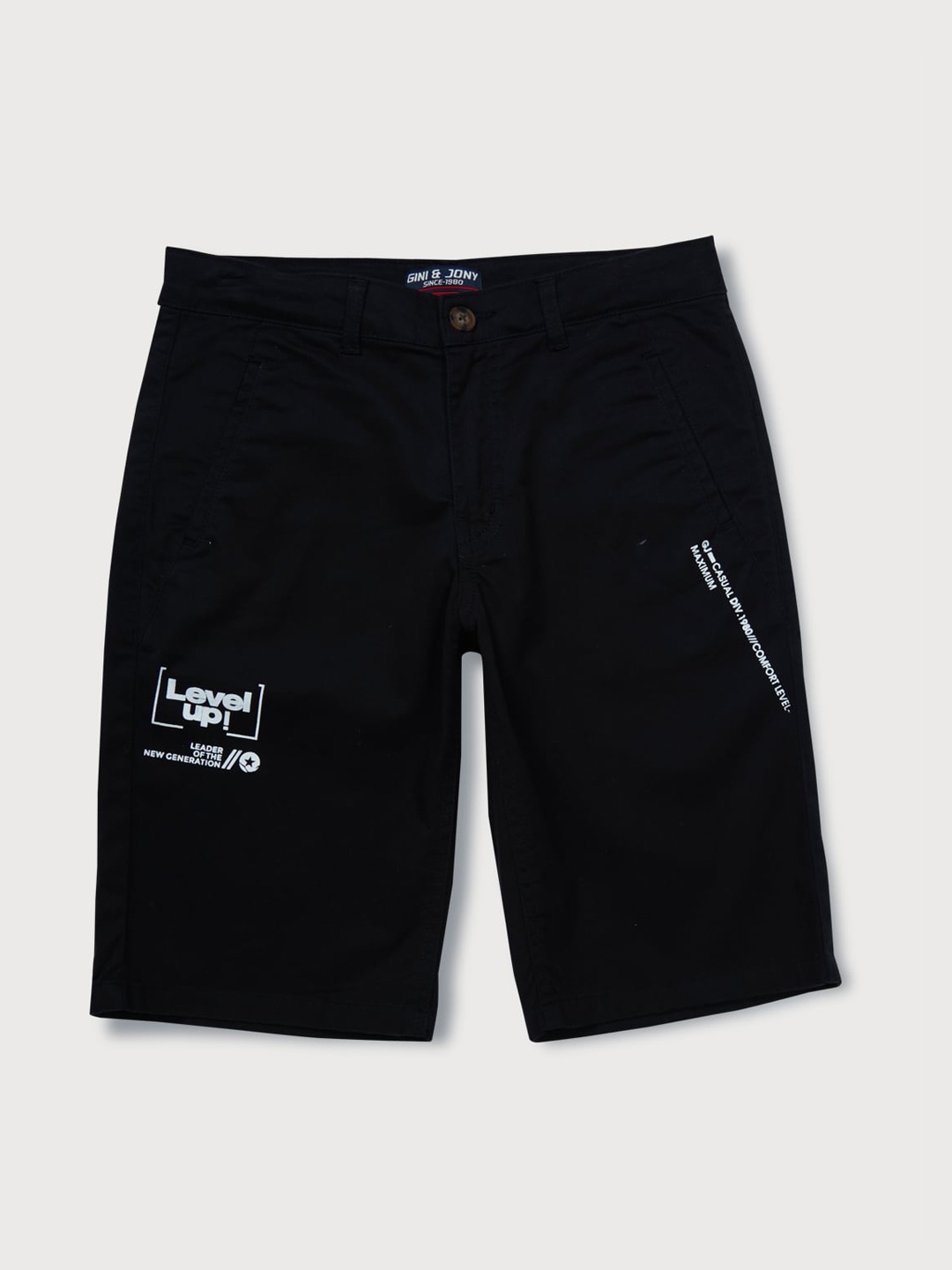 

Gini and Jony Boys Mid-Rise Casual Cotton Shorts, Black