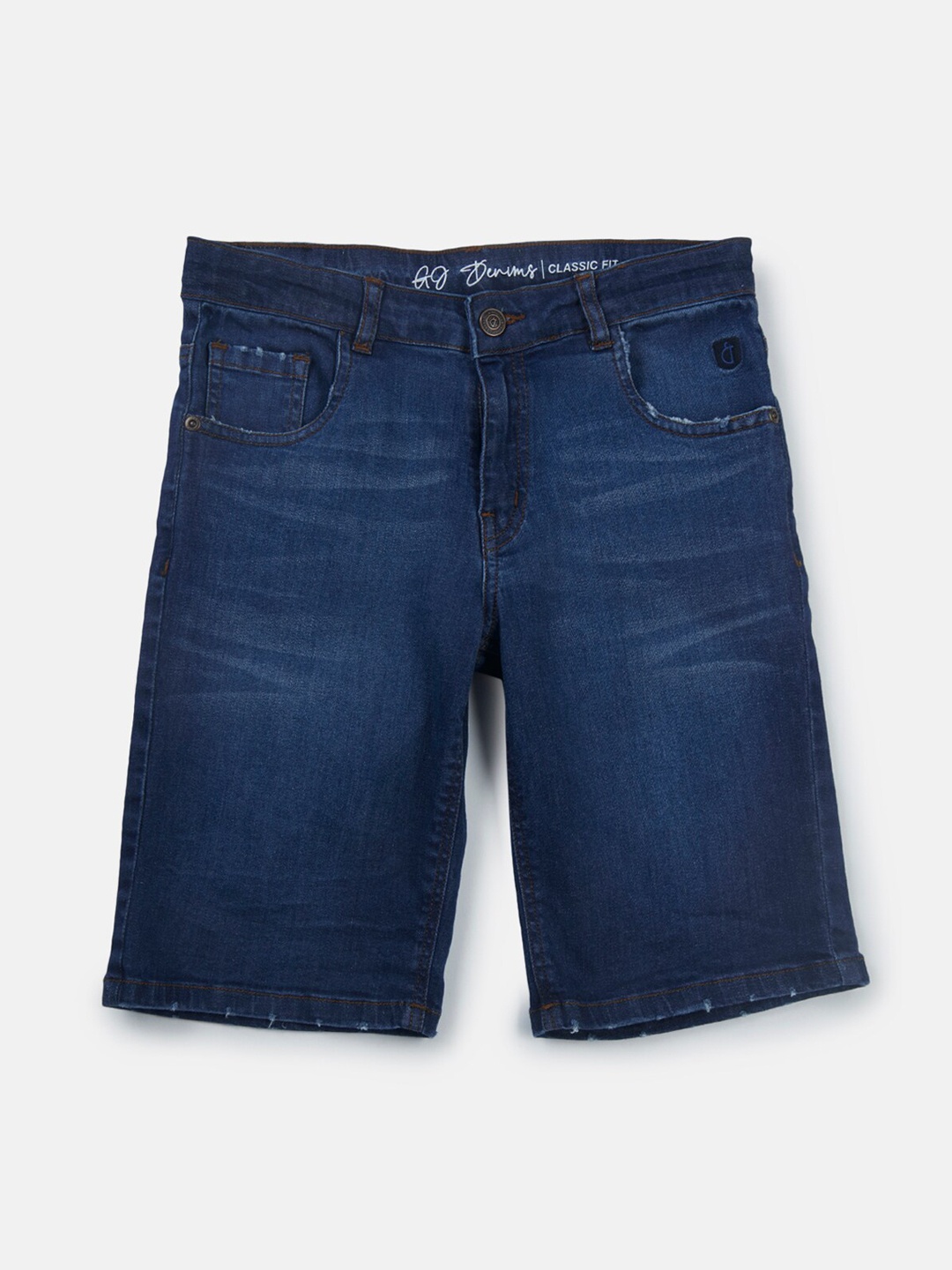 

Gini and Jony Boys Mid Rise Whiskers Denim Shorts, Navy blue