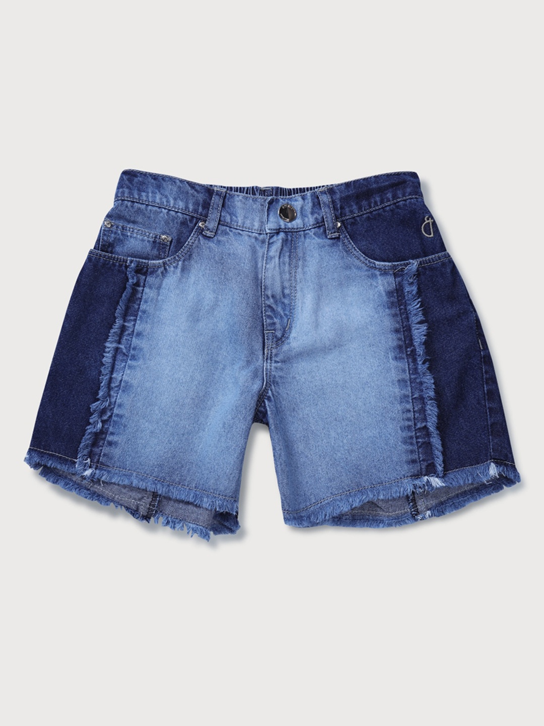 

Gini and Jony Girls Mid Rise Knitted Cotton Shorts, Blue