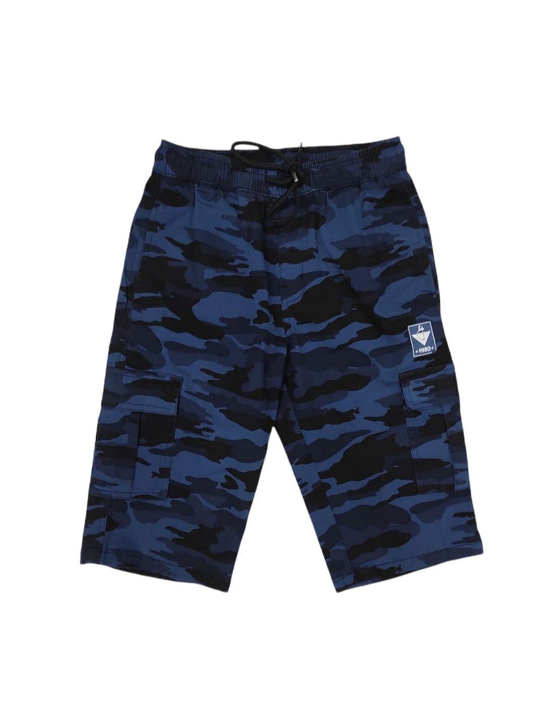 

Gini and Jony Boys Camouflage Printed Mid-Rise Cotton Shorts, Blue