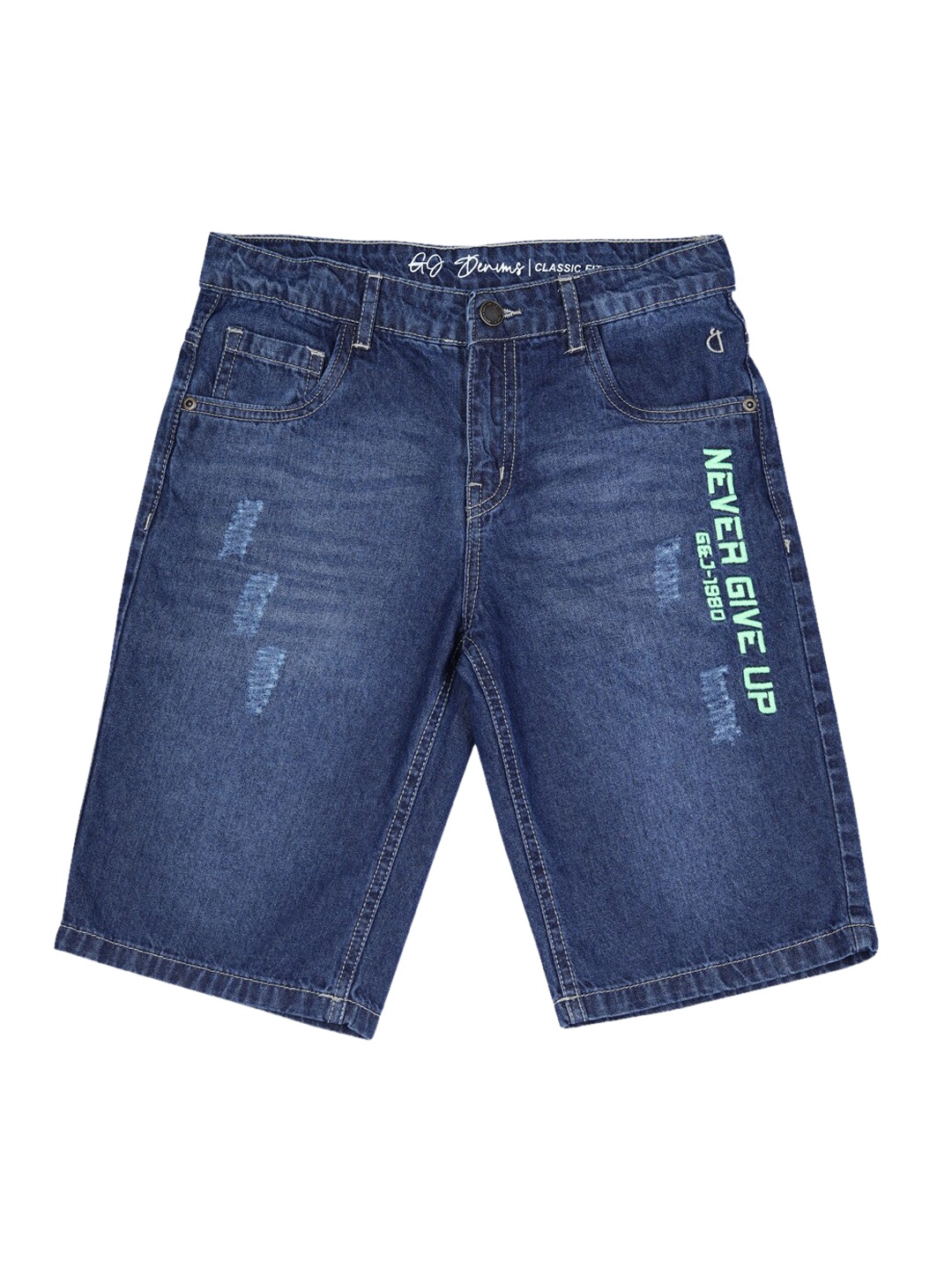 

Gini and Jony Boys Mid-Rise Washed Denim Shorts, Navy blue