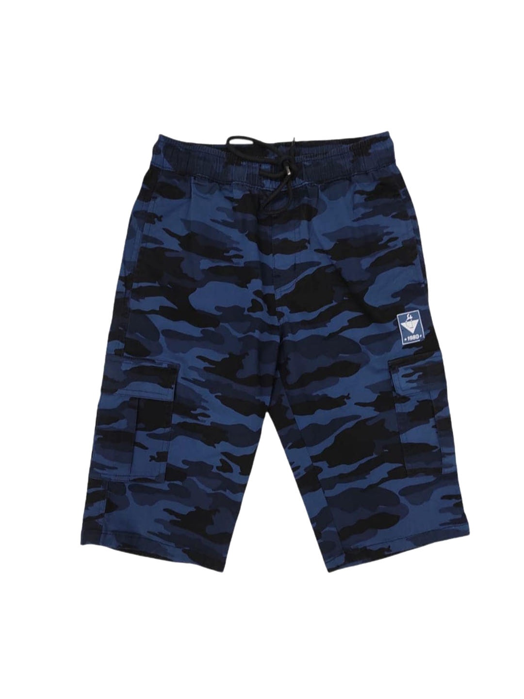 

Gini and Jony Boys Camouflage Printed Mid-Rise Cotton Cargo Shorts, Blue