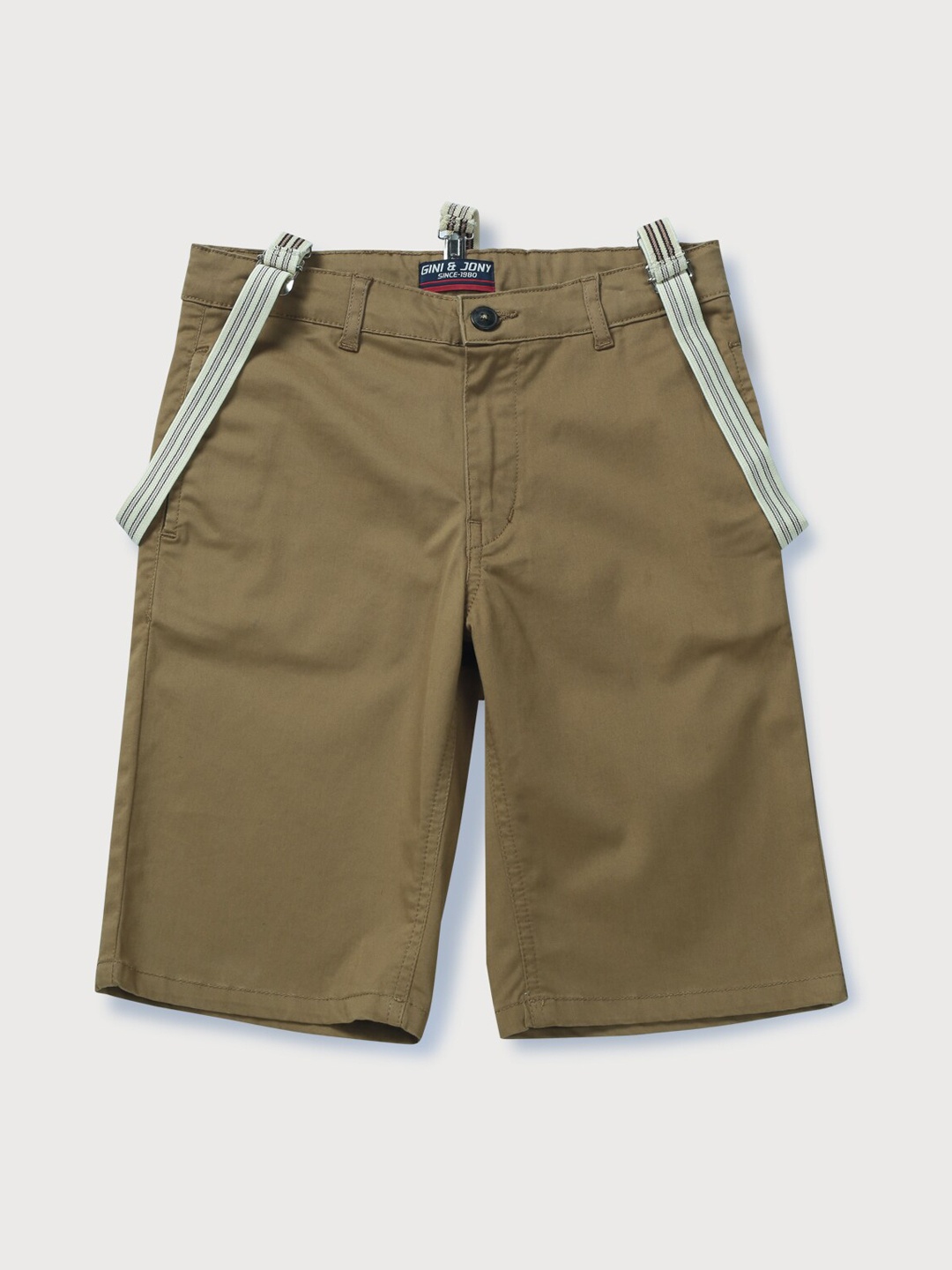 

Gini and Jony Infant Boys Mid-Rise Casual Cotton Shorts With Suspenders, Khaki