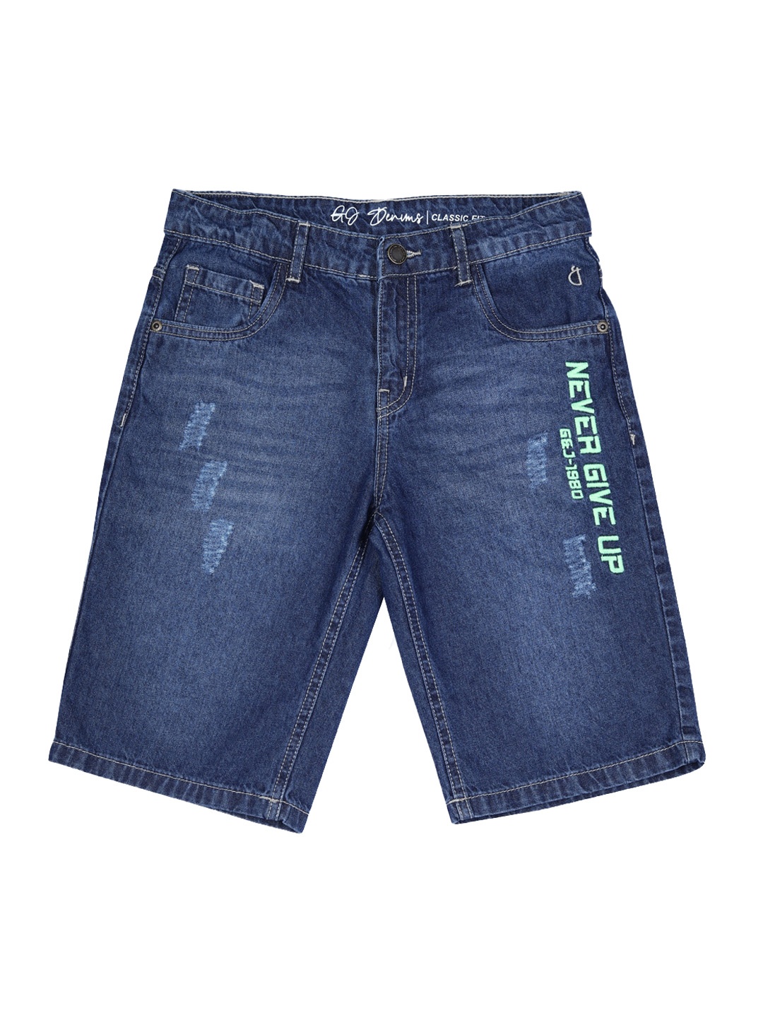 

Gini and Jony Boys Mid-Rise Washed Denim Shorts, Navy blue