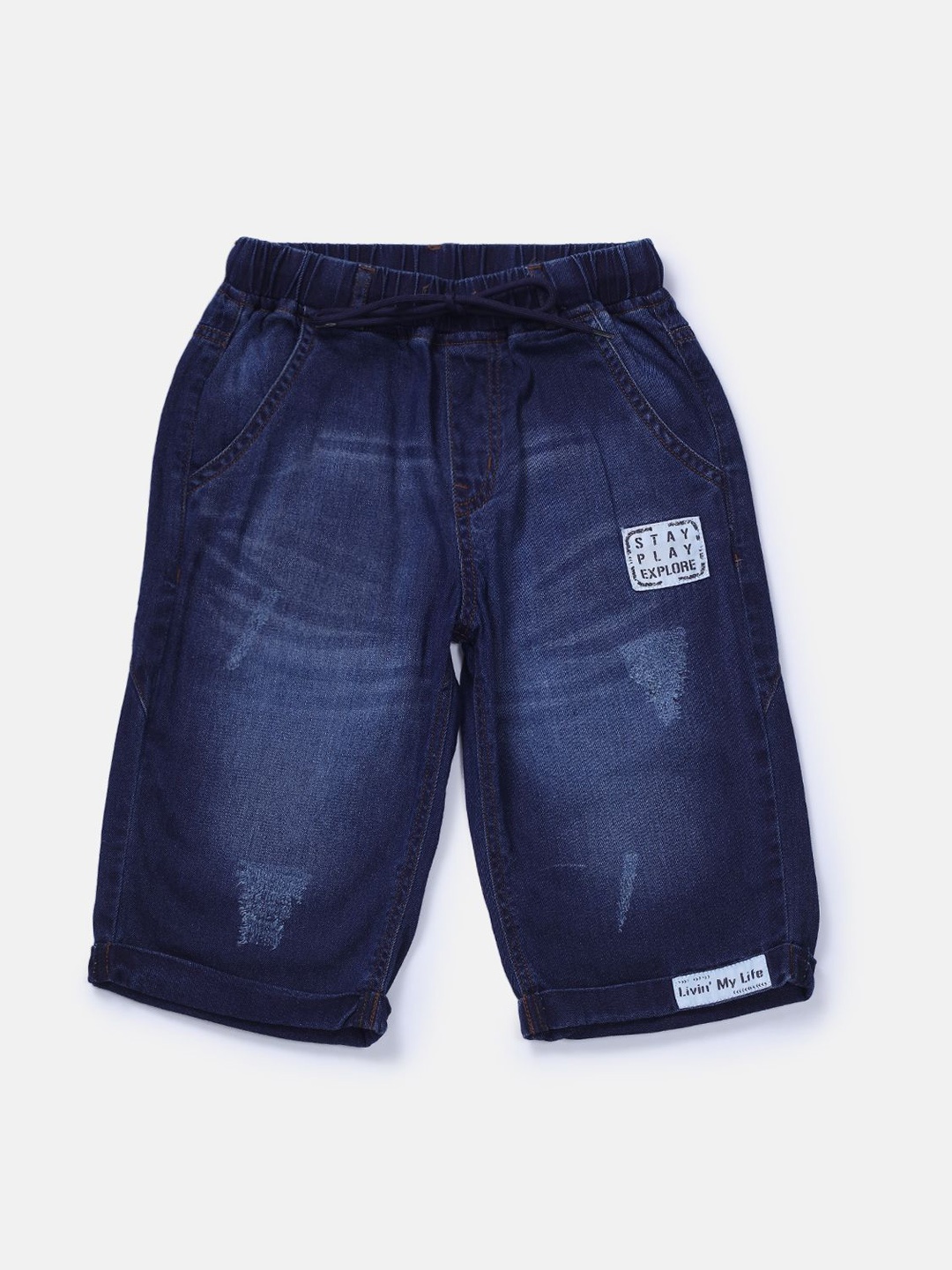 

Gini and Jony Boys Washed Mid-Rise Denim Shorts, Navy blue