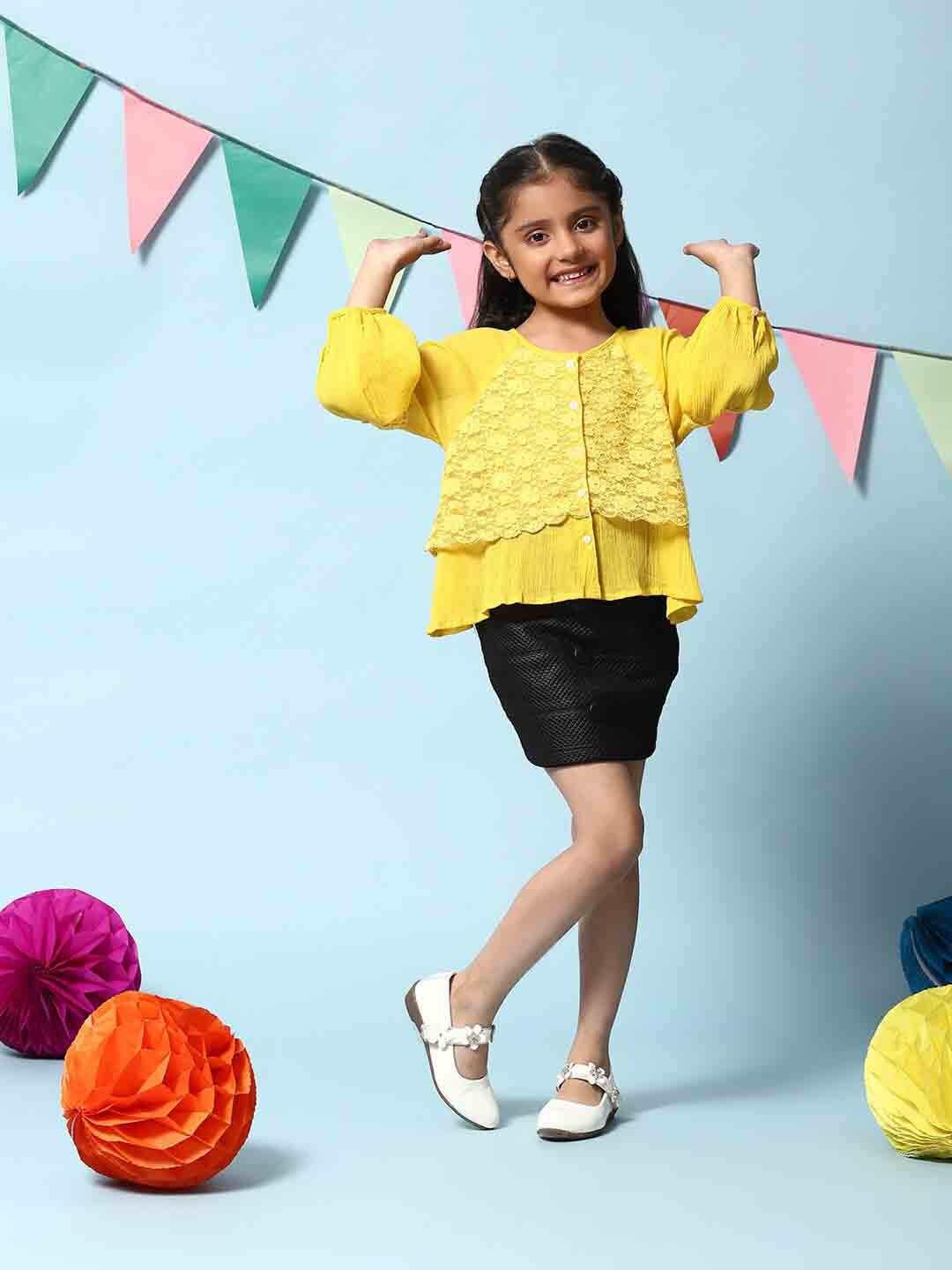 

Biba Girls Lace Detailed Cotton Shirt Style Top, Yellow