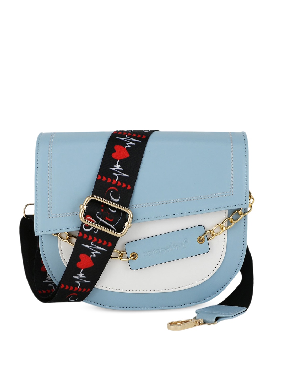 

Spice Art Colourblocked Structured Sling Bag, Blue