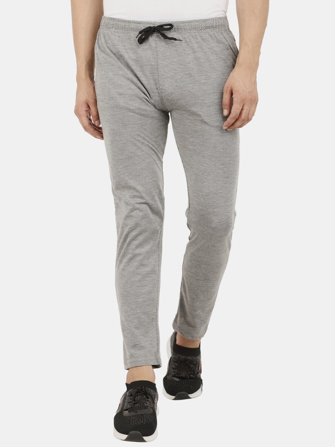 

V-Mart Men Self Design Jacquard Track Pants, Grey