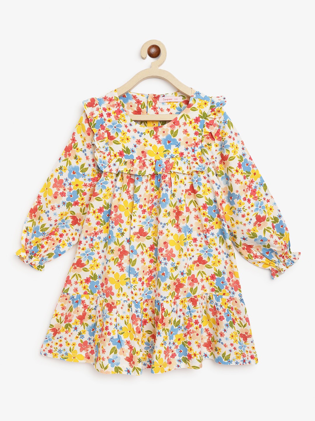 

Campana Girls Floral Printed Knee Length Empire Dress, Yellow