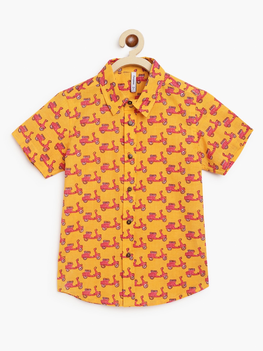 

Campana Infants Boys Conversational Printed Cotton Casual Shirt, Yellow