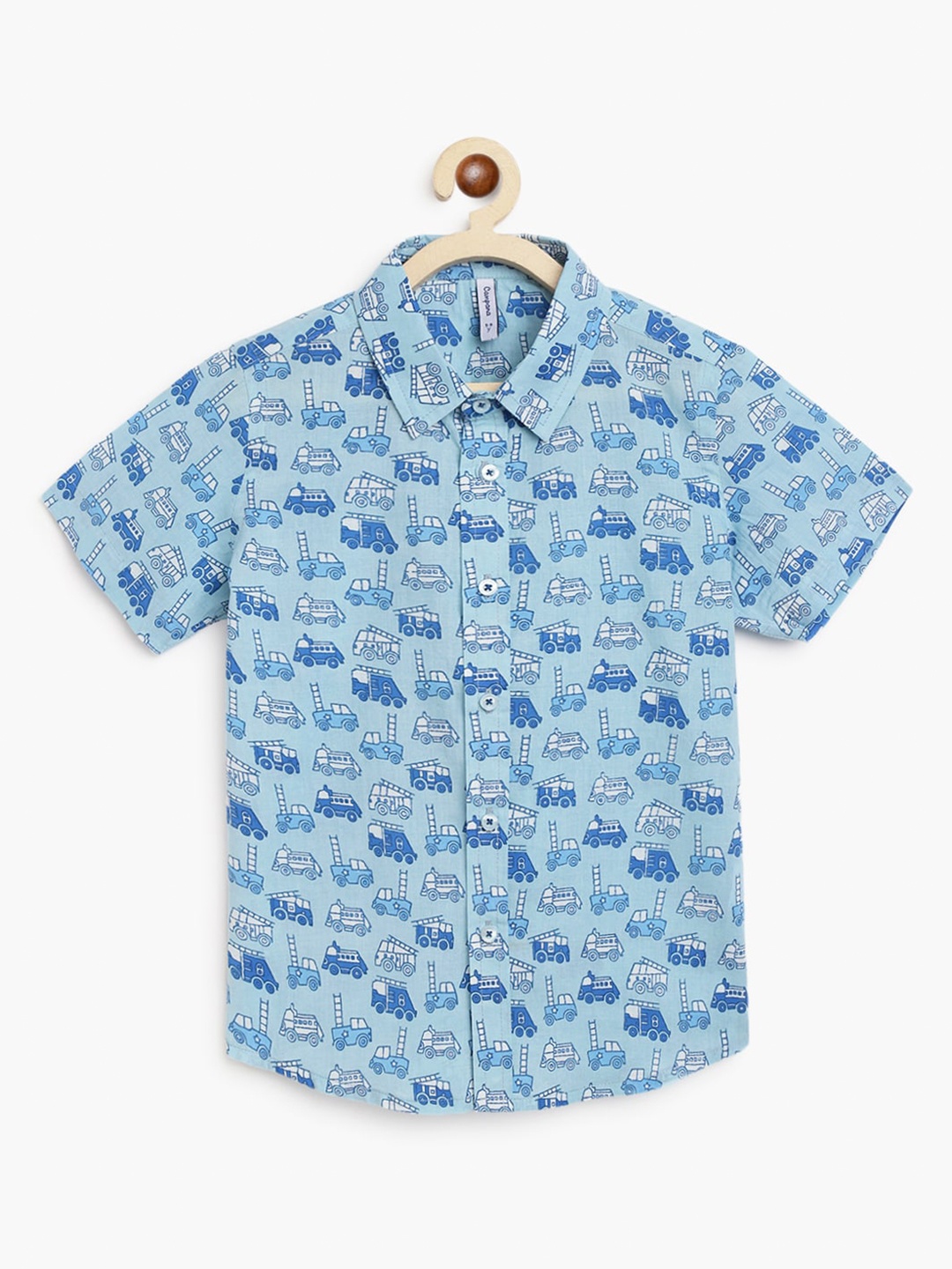 

Campana Boys Conversational Printed Cotton Casual Shirt, Blue
