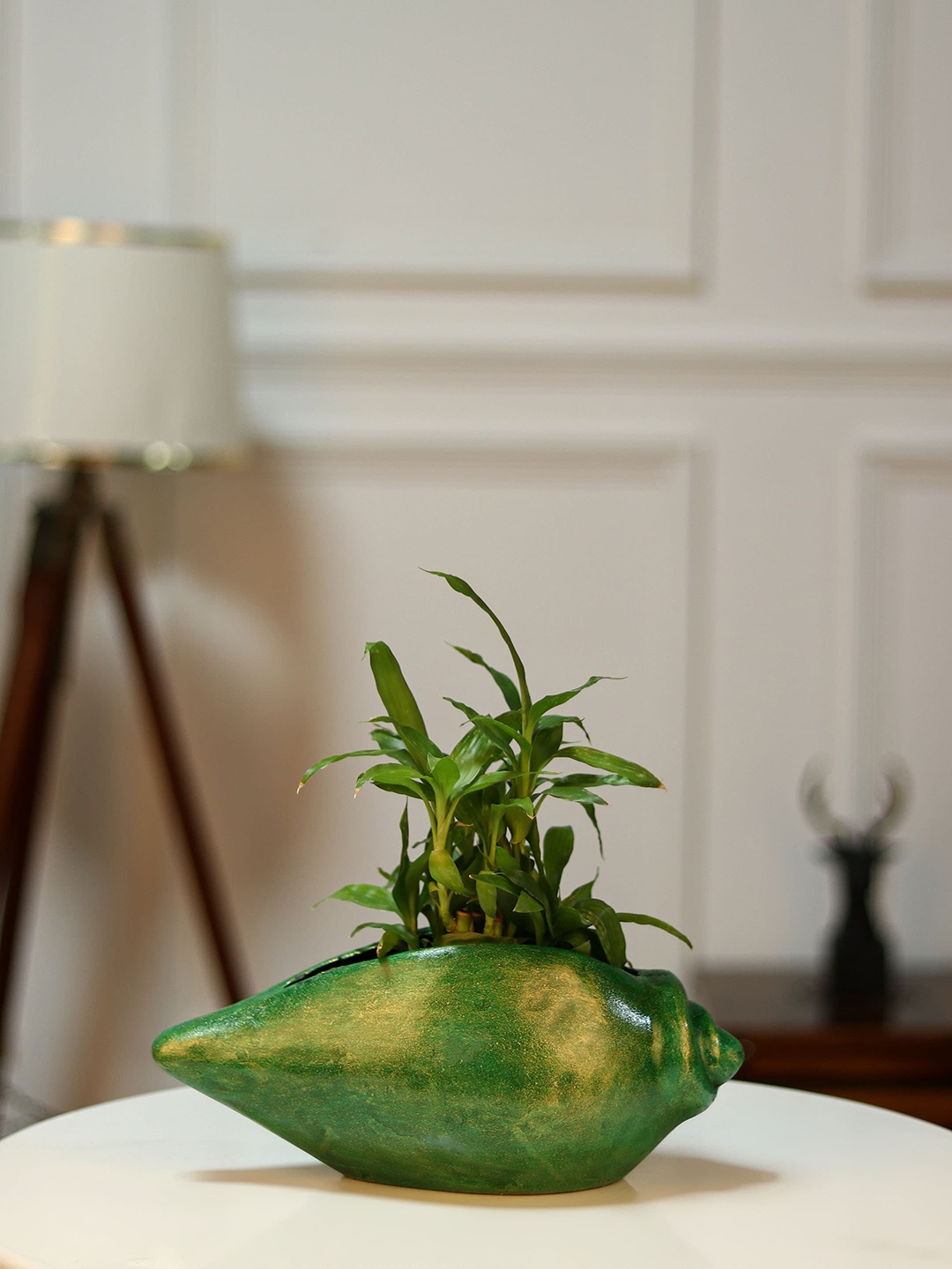 

Stylespace by Isha Green & Gold-Toned Fiber Pot Planter